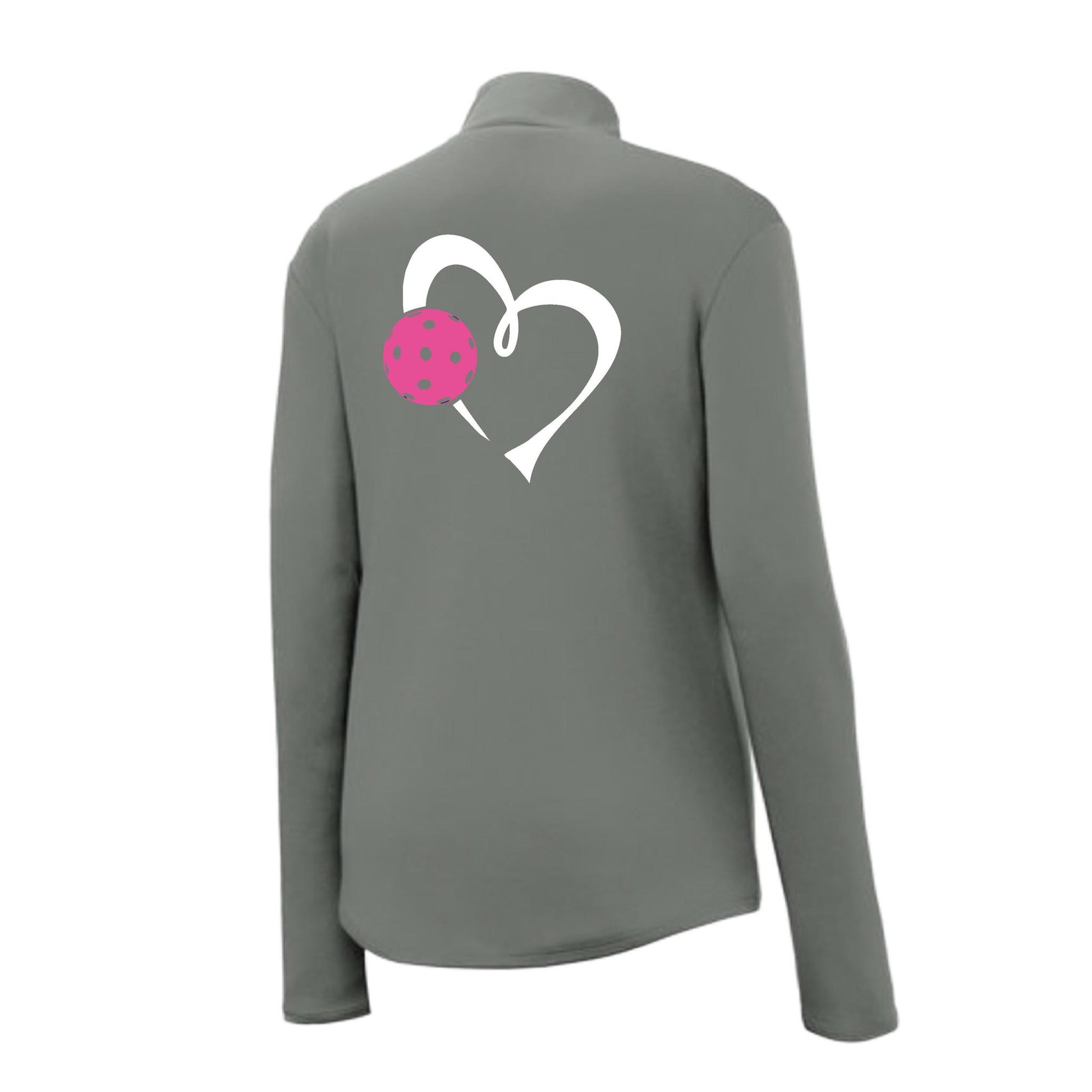 Love Pickleball (Pink) | Women's 1/4 Zip Pullover Athletic Performance Shirt | 100% Polyester