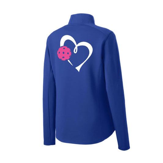 Love Pickleball (Pink) | Women's 1/4 Zip Pullover Athletic Performance Shirt | 100% Polyester