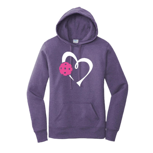 Love Pickleball (Pink) | Women’s Fitted Hoodie Pickleball Sweatshirt | 50% Cotton 50% Poly Fleece