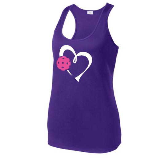 Love Pickleball (Pink) | Women's Racerback Pickleball Performance Tank | 100% Polyester