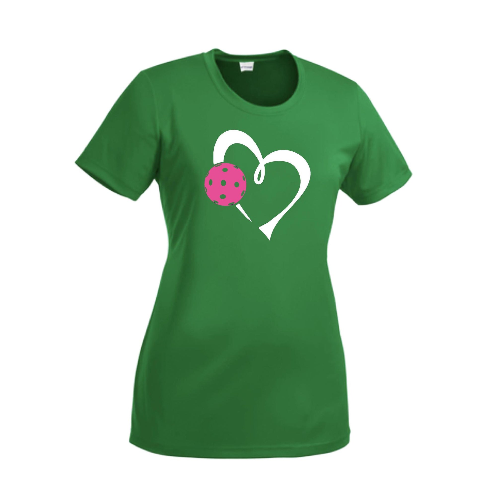 Love Pickleball (Pink) | Women’s Short Sleeve Crewneck Pickleball Performance T-Shirts | 100% Polyester