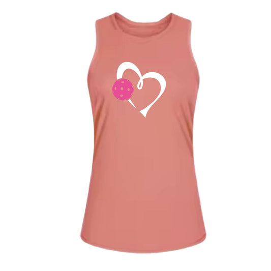 Love Pickleball (Pink)| Women's Split Back or Tied Back Pickleball Performance Tank | 80/20 Nylon Spandex Mix