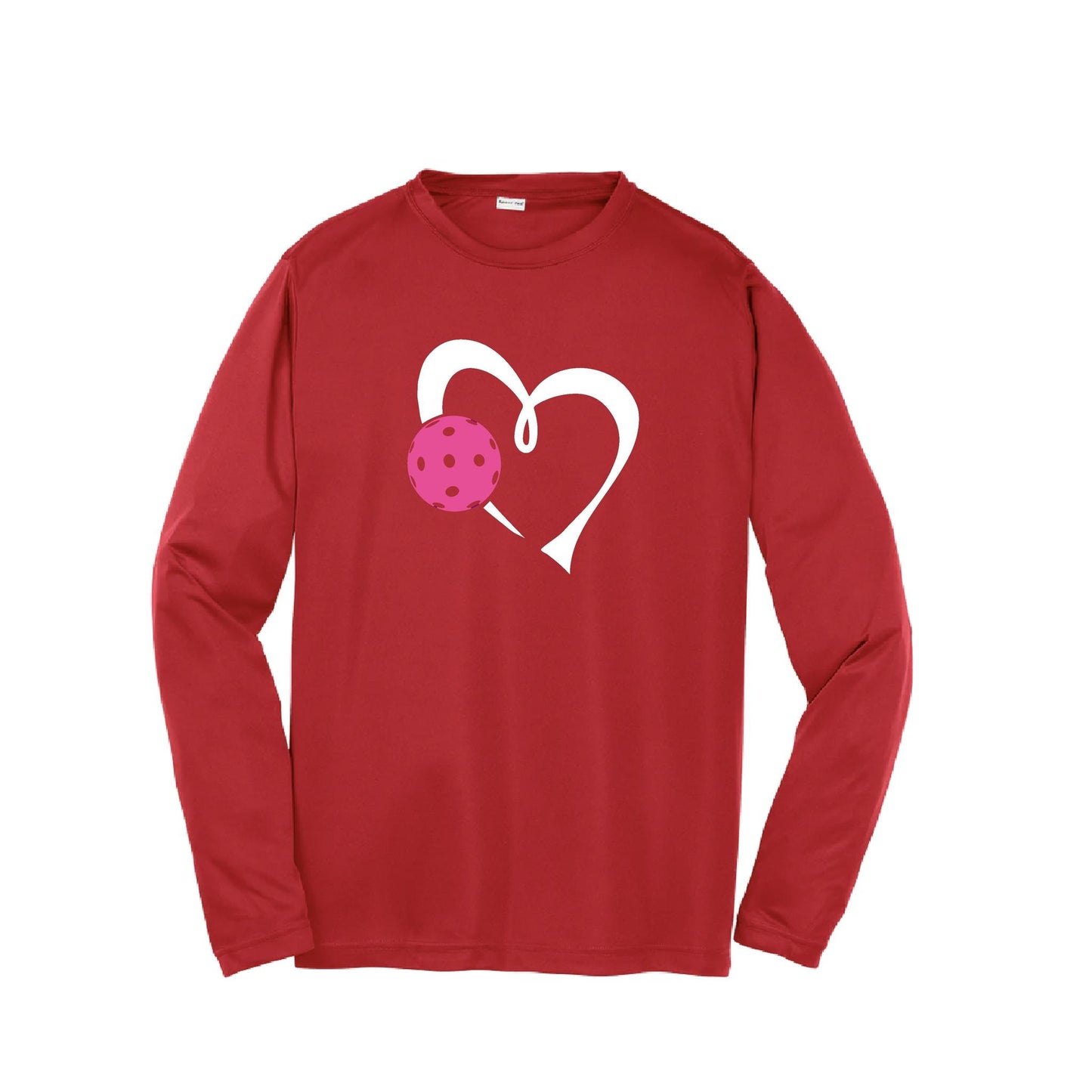 Love Pickleball (Pink) | Youth Long Sleeve Pickleball Performance T-Shirts | 100% Polyester