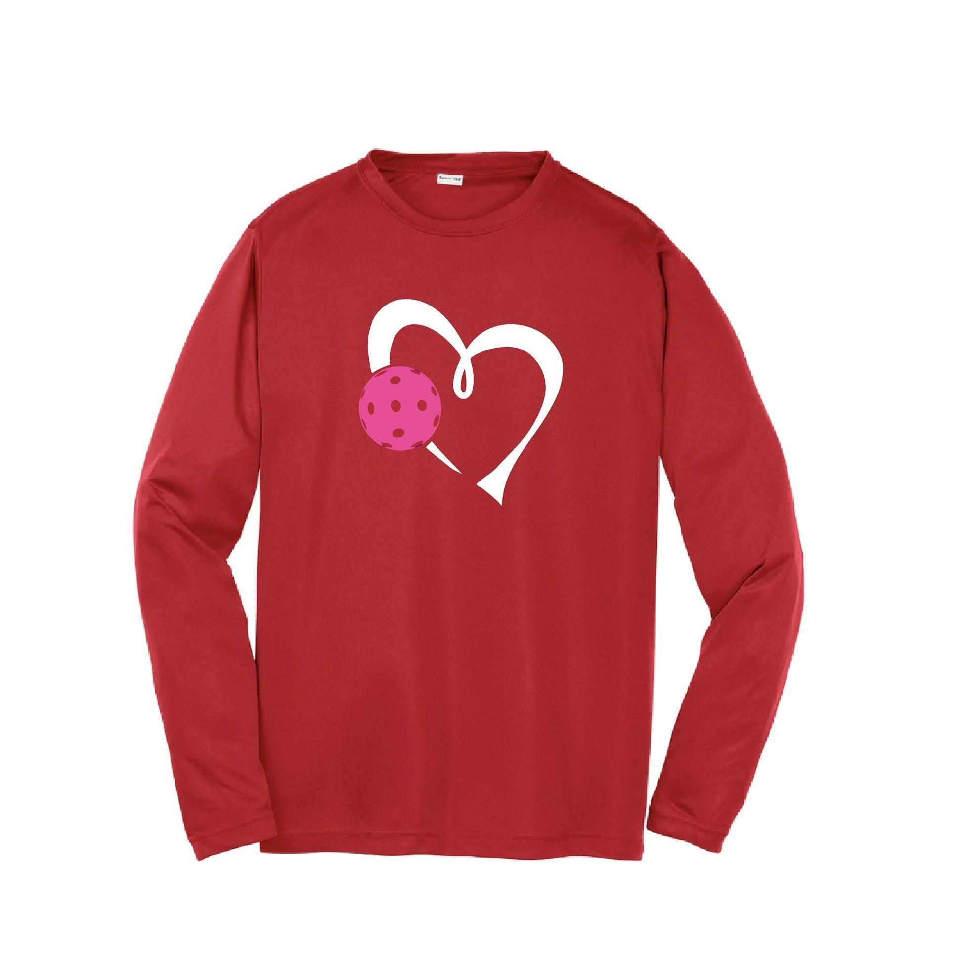 Love Pickleball (Pink) | Youth Long Sleeve Pickleball Performance T-Shirts | 100% Polyester