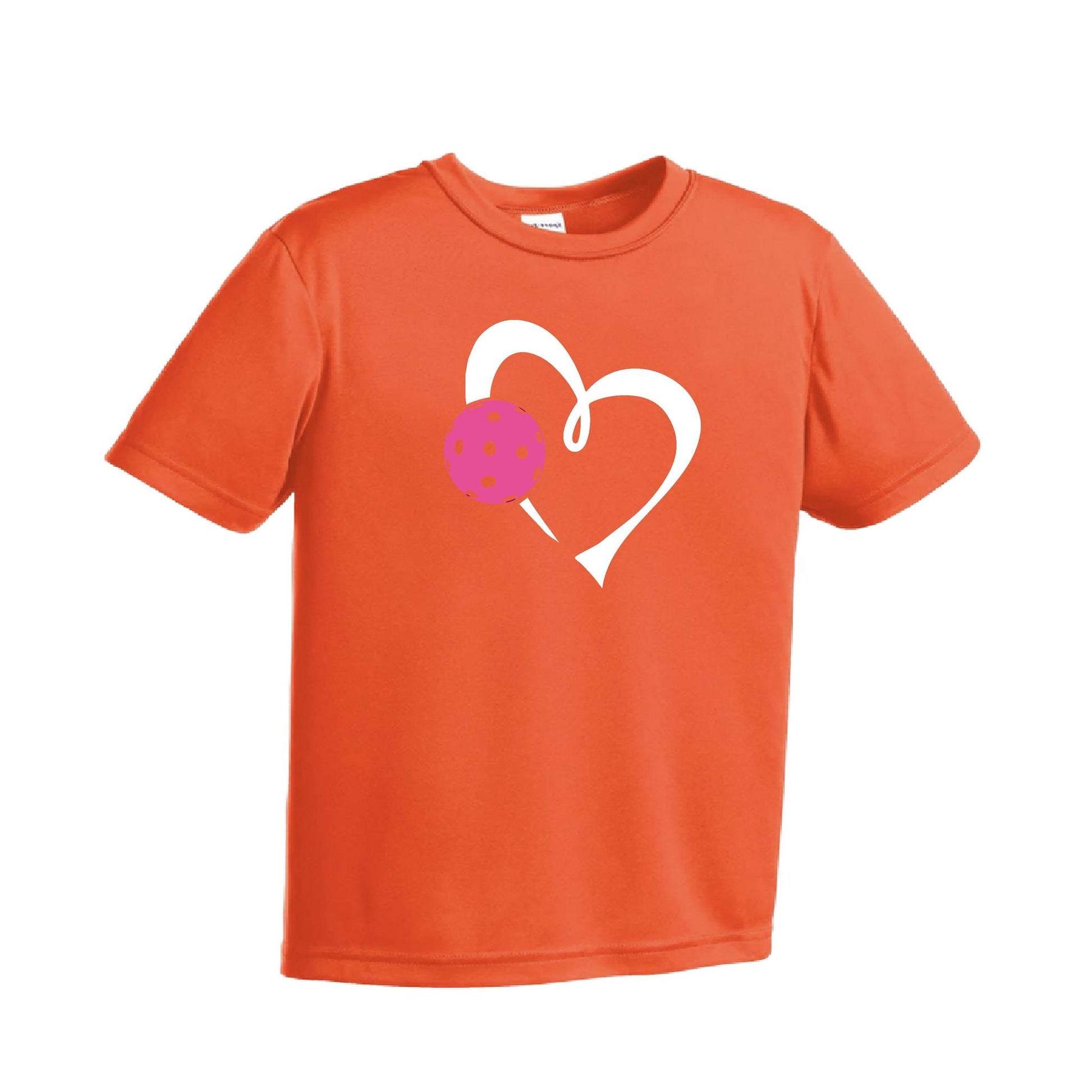 Love Pickleball (Pink) | Youth Short Sleeve Pickleball Performance T-Shirts | 100% Polyester