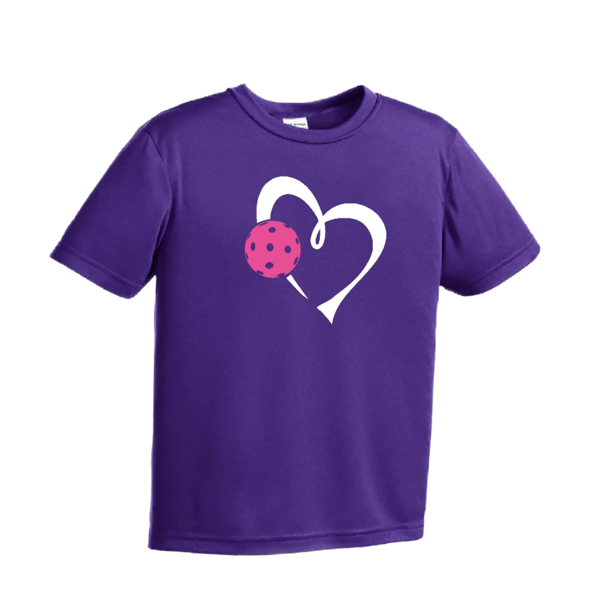Love Pickleball (Pink) | Youth Short Sleeve Pickleball Performance T-Shirts | 100% Polyester