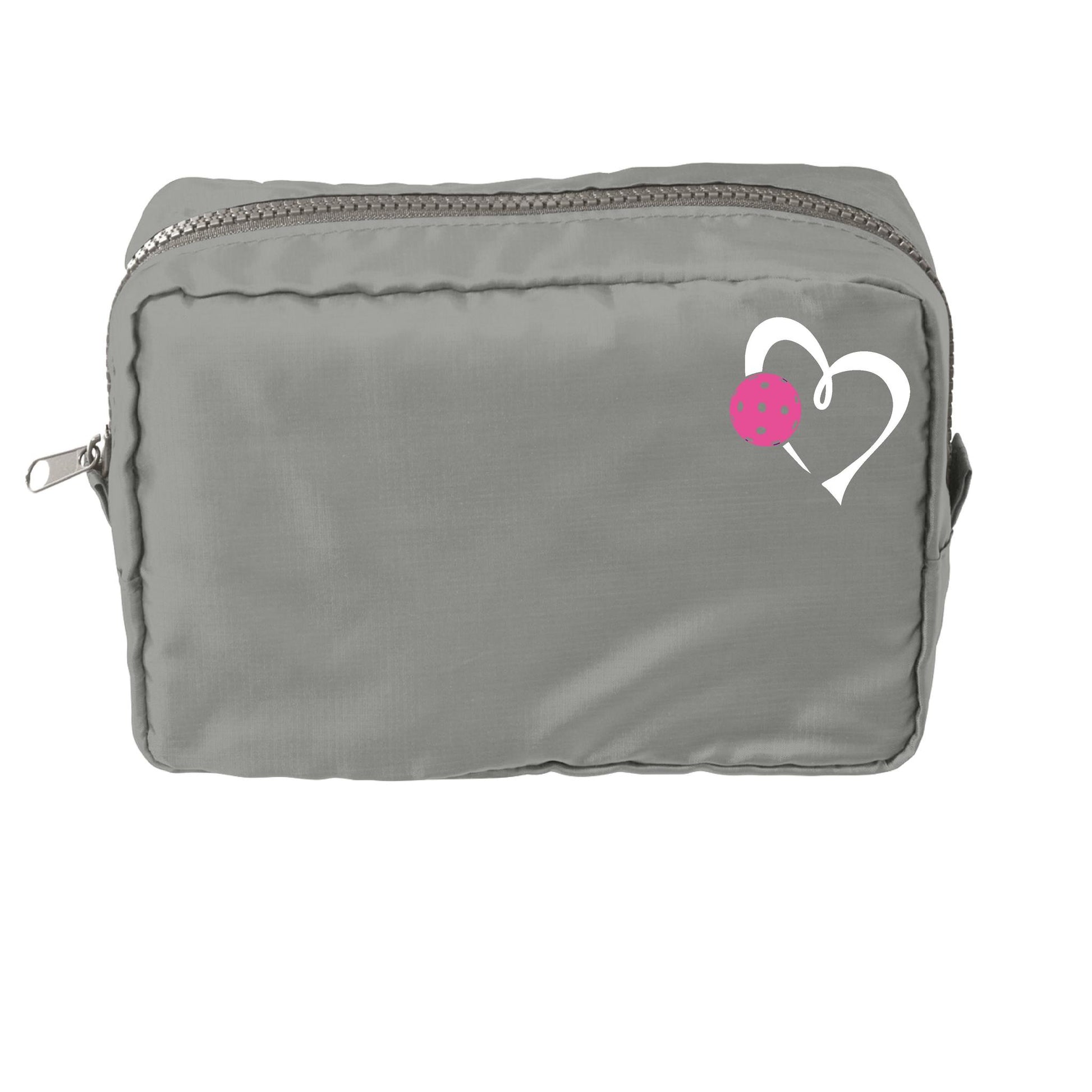 Love Pickleball (Pink and Purple) | Pickleball Dimensional Cosmetic Pouch Bag | Small Size Court Dimensional Bag