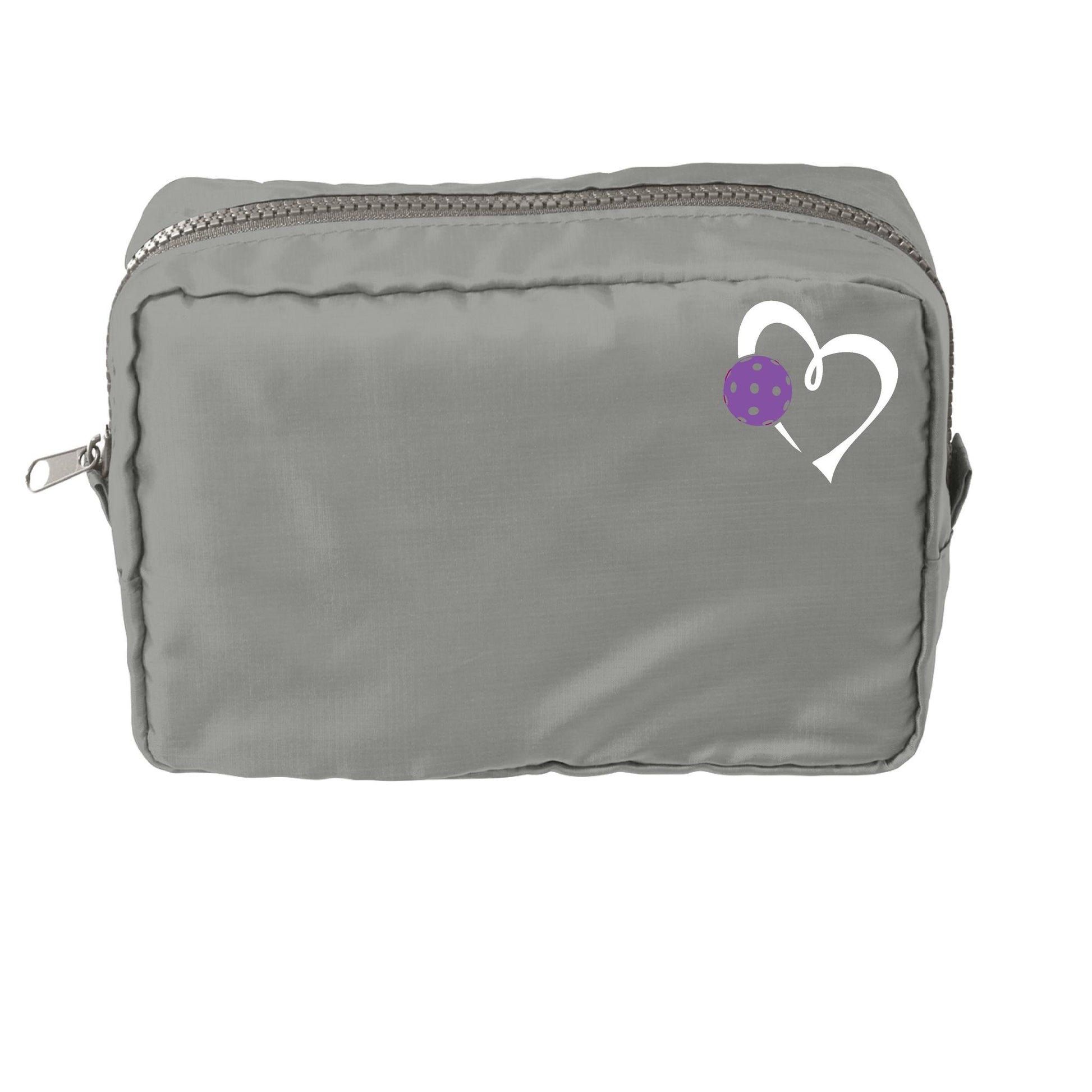 Love Pickleball (Pink and Purple) | Pickleball Dimensional Cosmetic Pouch Bag | Small Size Court Dimensional Bag