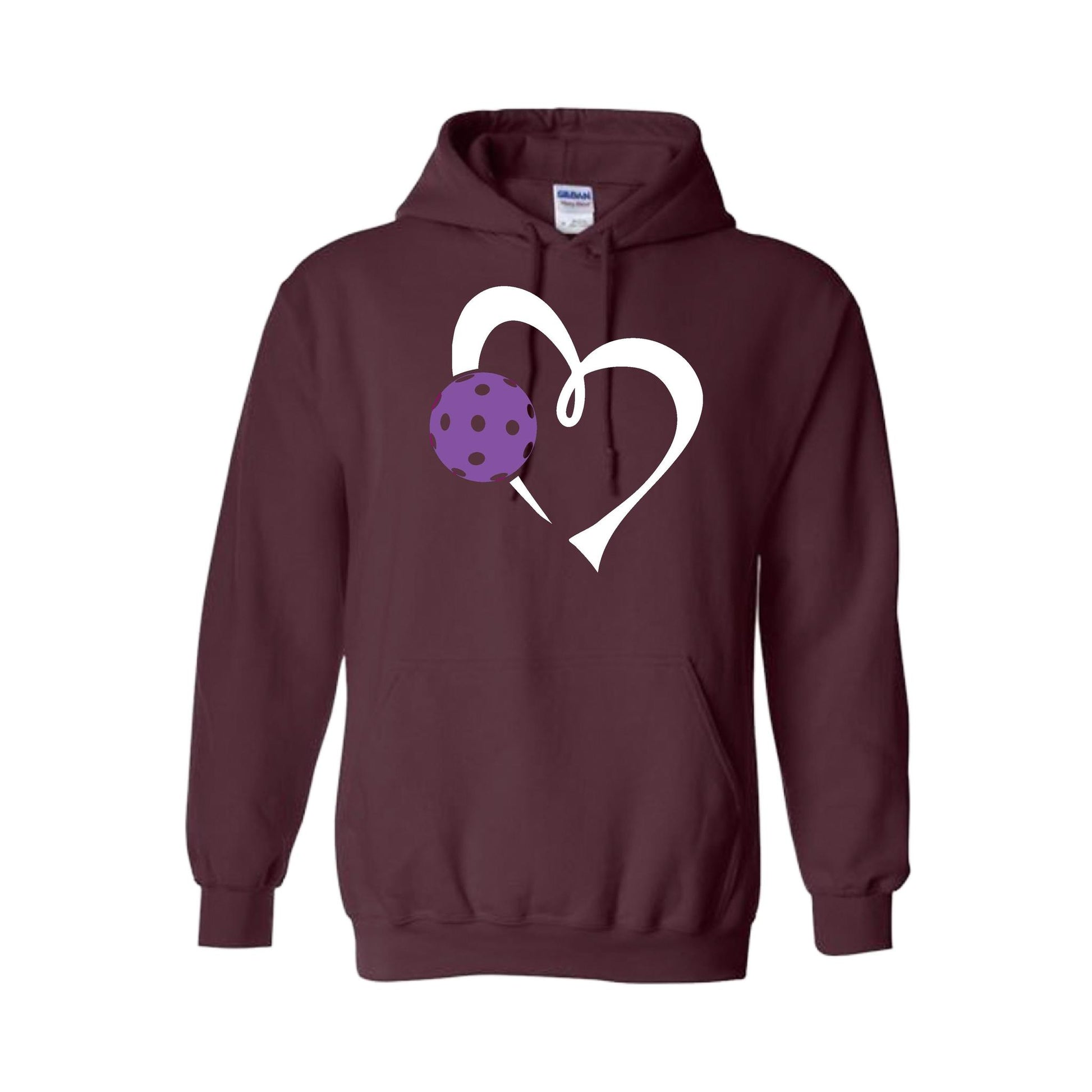 Love Pickleball (Purple) | Unisex Hoodie Pickleball Sweatshirt | 50% Cotton 50% Polyester