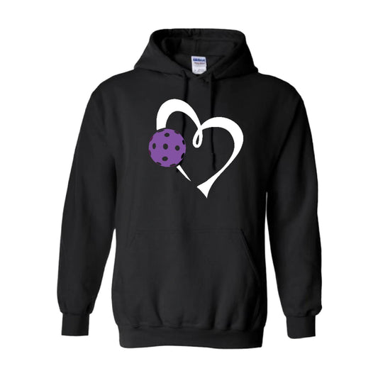 Love Pickleball (Purple) | Unisex Hoodie Pickleball Sweatshirt | 50% Cotton 50% Polyester