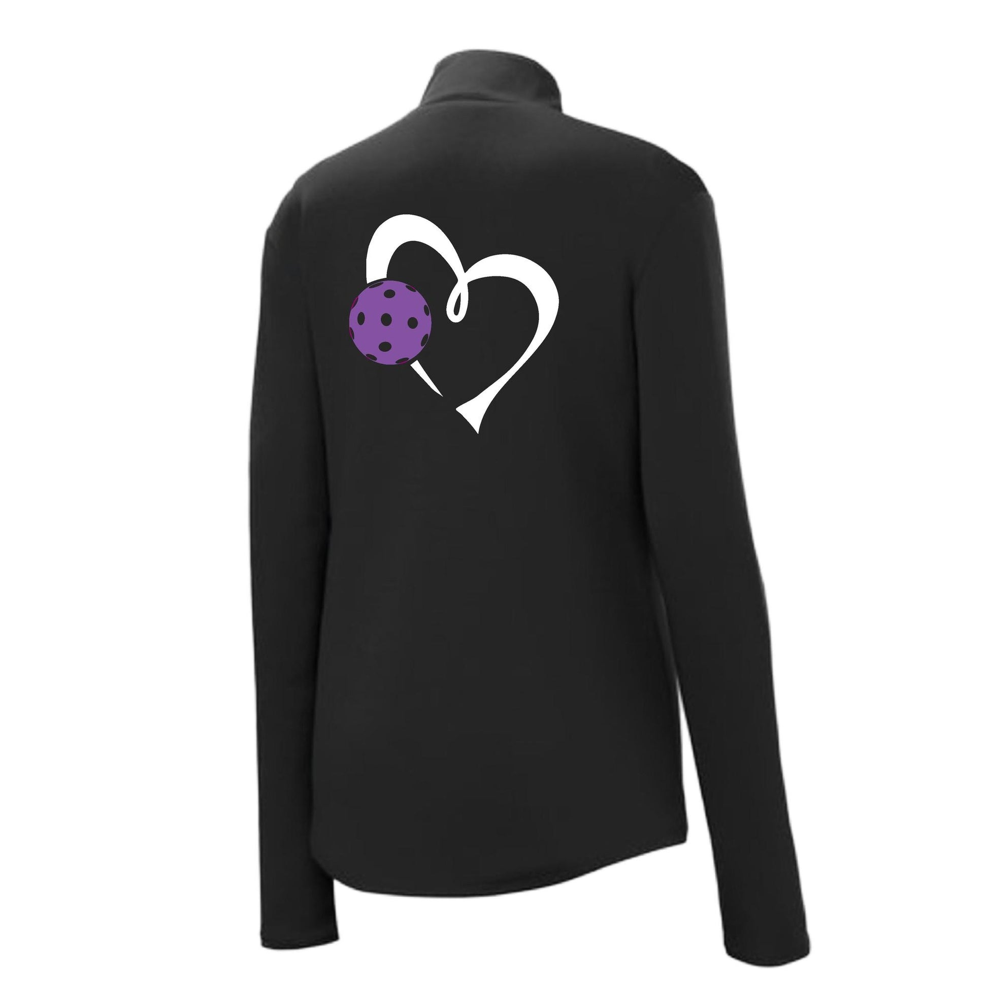 Love Pickleball (Purple) | Women's 1/4 Zip Pullover Athletic Performance Shirt | 100% Polyester