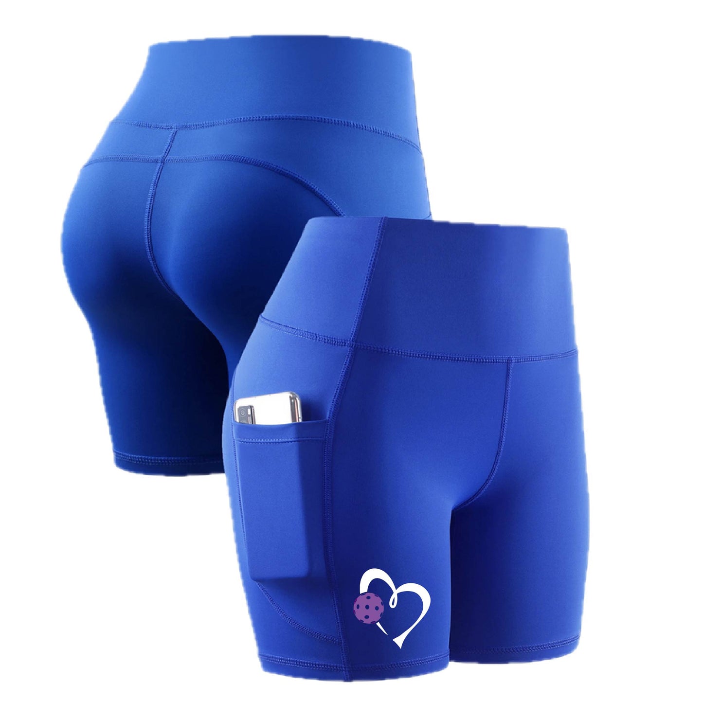 Love Pickleball (Purple) | Women's Athletic Compression Shorts | 85/15 Polyester/Spandex