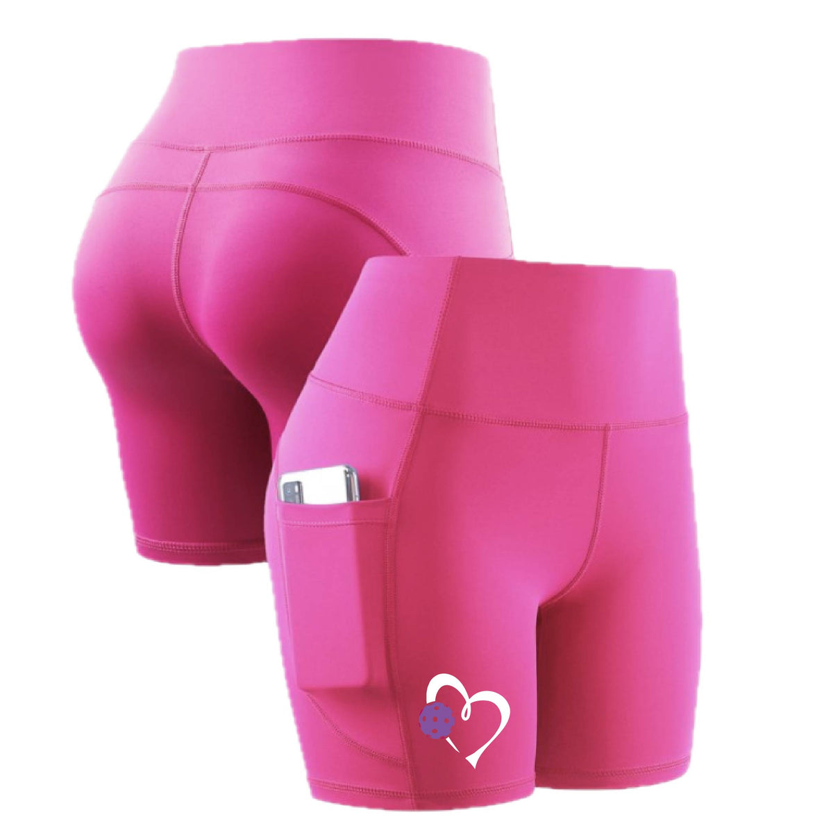 Love Pickleball (Purple) | Women's Athletic Compression Shorts | 85/15 Polyester/Spandex