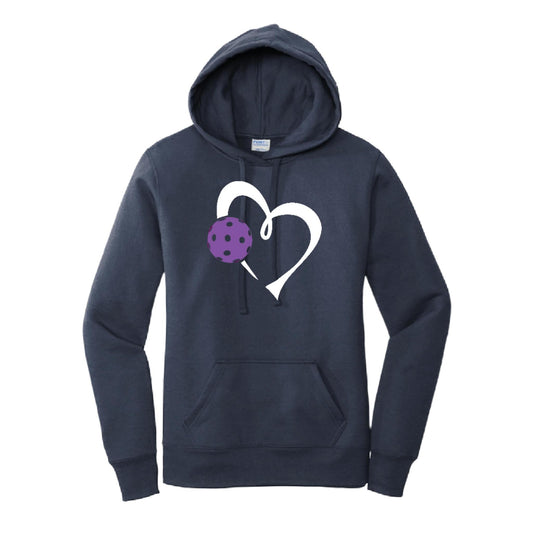 Love Pickleball (Purple) | Women’s Fitted Hoodie Pickleball Sweatshirt | 50% Cotton 50% Poly Fleece