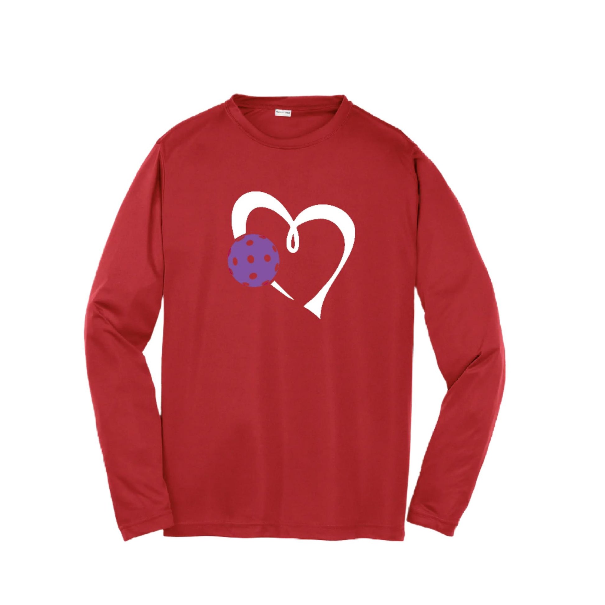 Love Pickleball (Purple) | Youth Long Sleeve Pickleball Performance T-Shirts | 100% Polyester