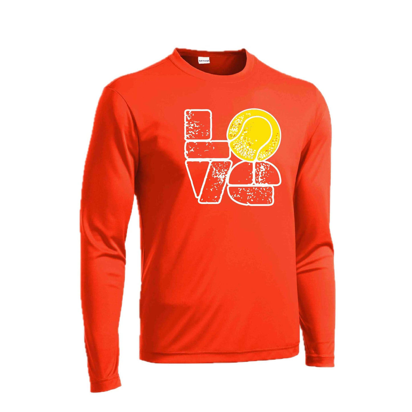 Love Stacked | Men's Long Sleeve Athletic Tennis Performance T-Shirt | 100% Polyester