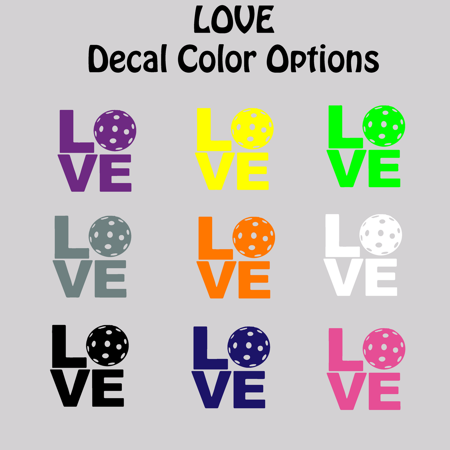 LOVE With Pickleball | Pickleball Car Decal And Pickleball Sticker | Customizable Color