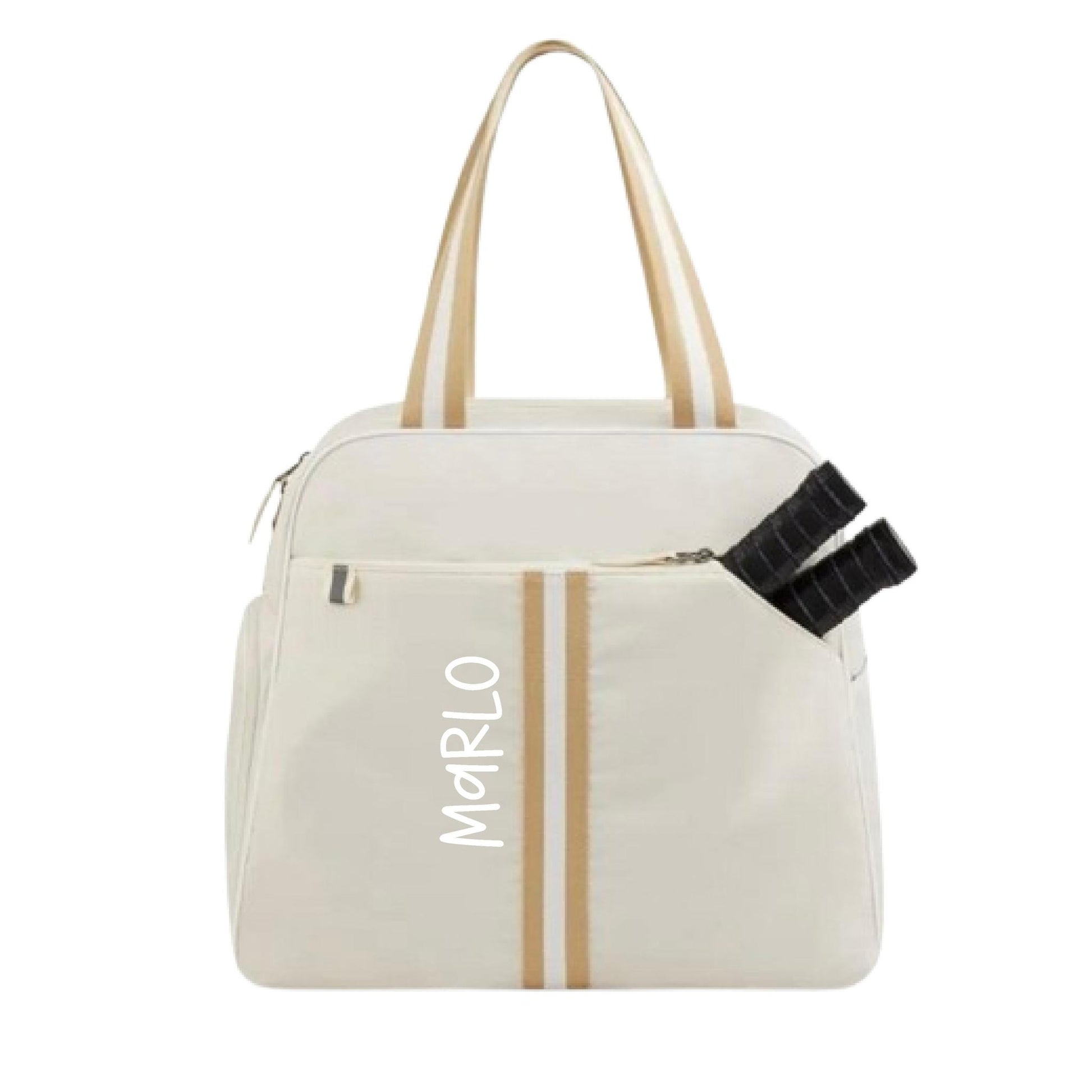"Luxe Legacy" White Pickleball Bag (Free Customization) | Pickleball Sports Bag | Medium Size Court Bag