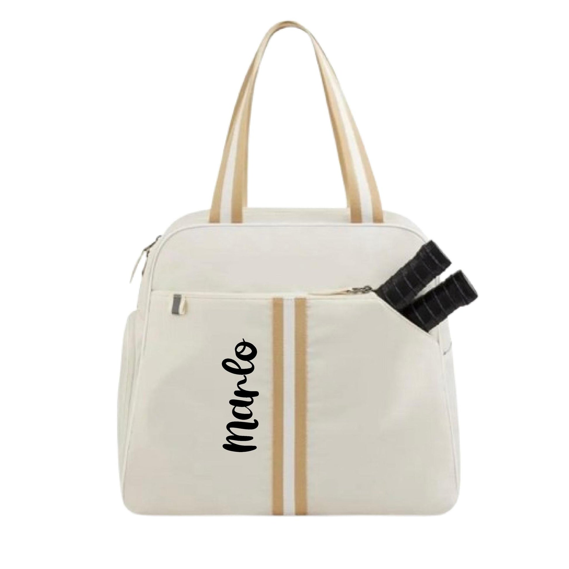 "Luxe Legacy" White Pickleball Bag (Free Customization) | Pickleball Sports Bag | Medium Size Court Bag