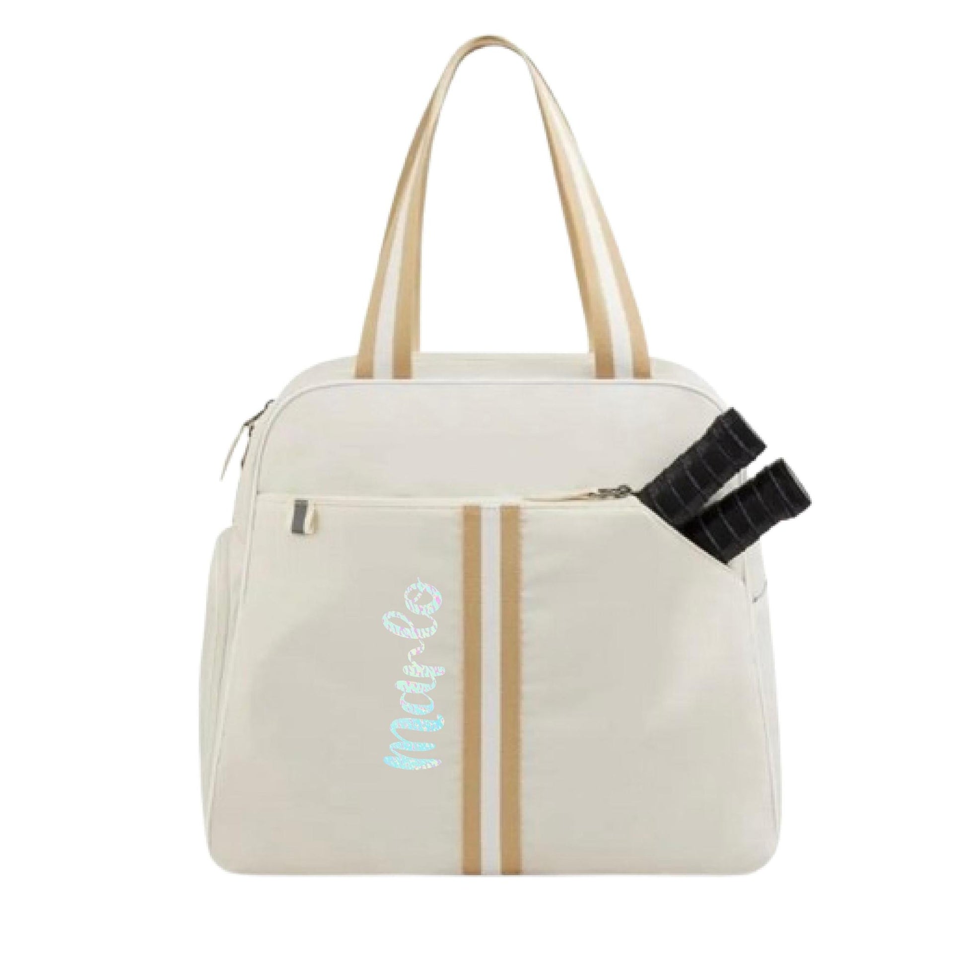 "Luxe Legacy" White Pickleball Bag (Free Customization) | Pickleball Sports Bag | Medium Size Court Bag