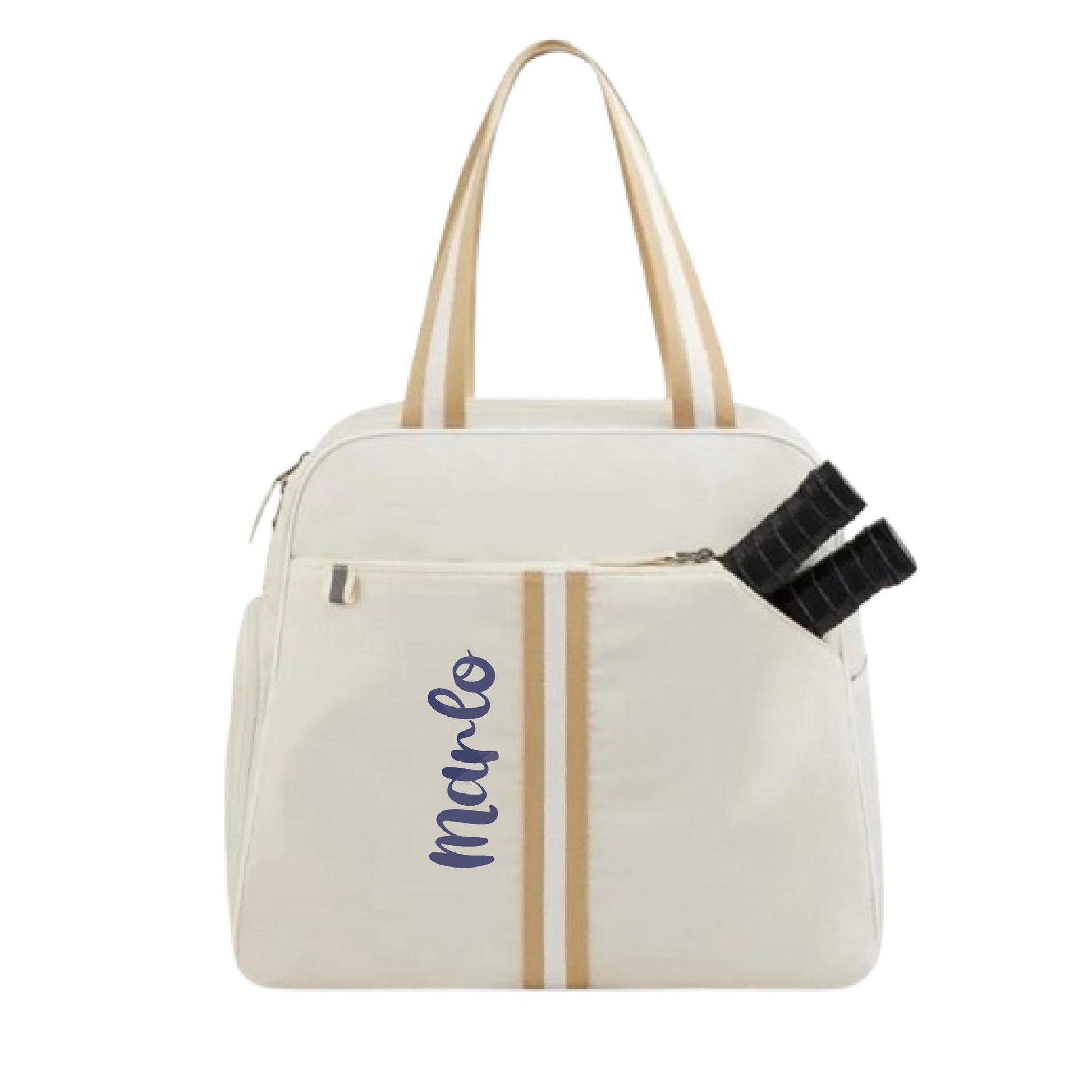 "Luxe Legacy" White Pickleball Bag (Free Customization) | Pickleball Sports Bag | Medium Size Court Bag