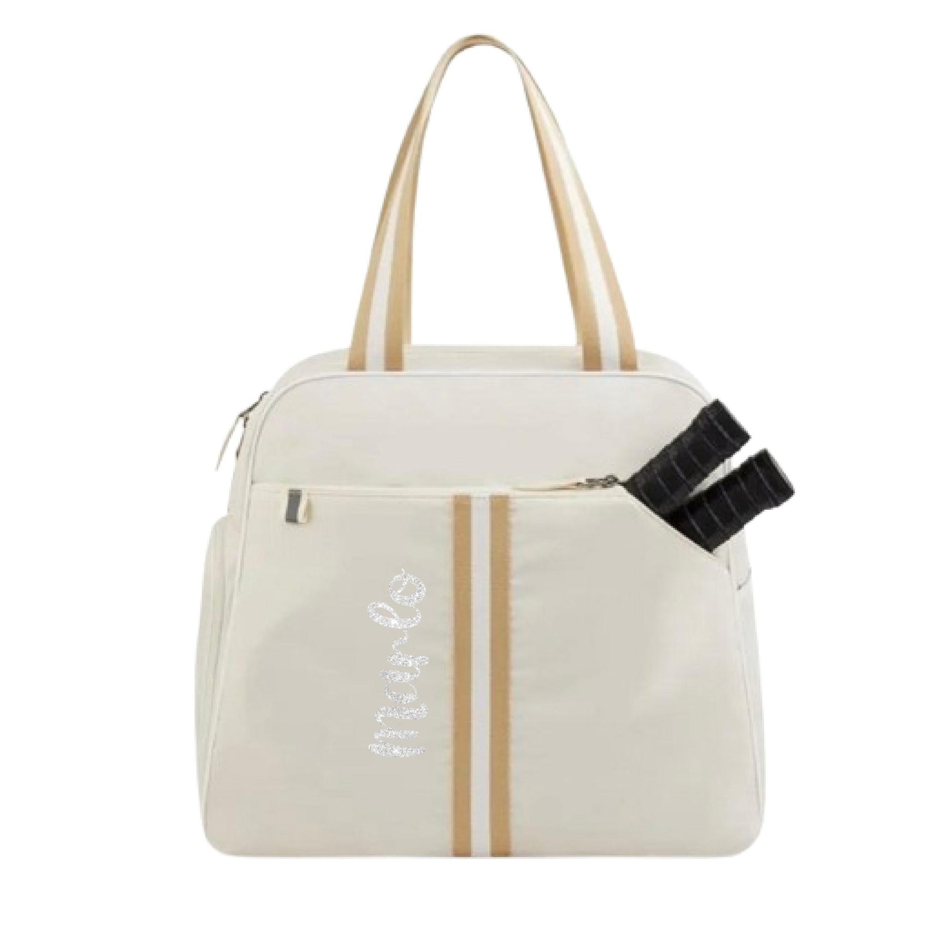 "Luxe Legacy" White Pickleball Bag (Free Customization) | Pickleball Sports Bag | Medium Size Court Bag