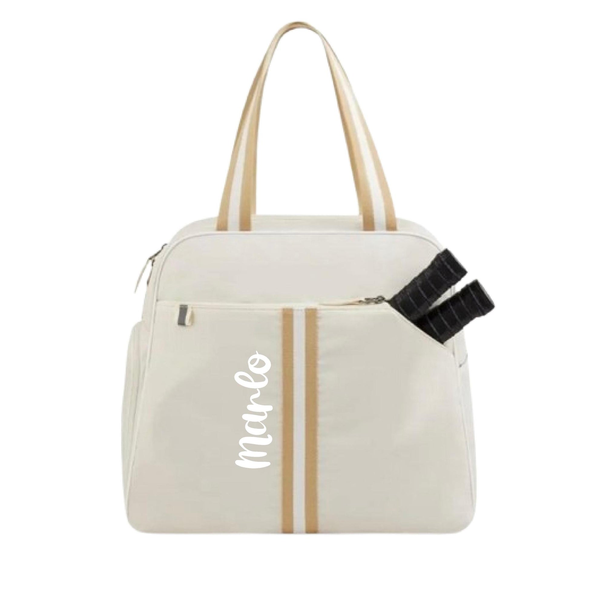 "Luxe Legacy" White Pickleball Bag (Free Customization) | Pickleball Sports Bag | Medium Size Court Bag