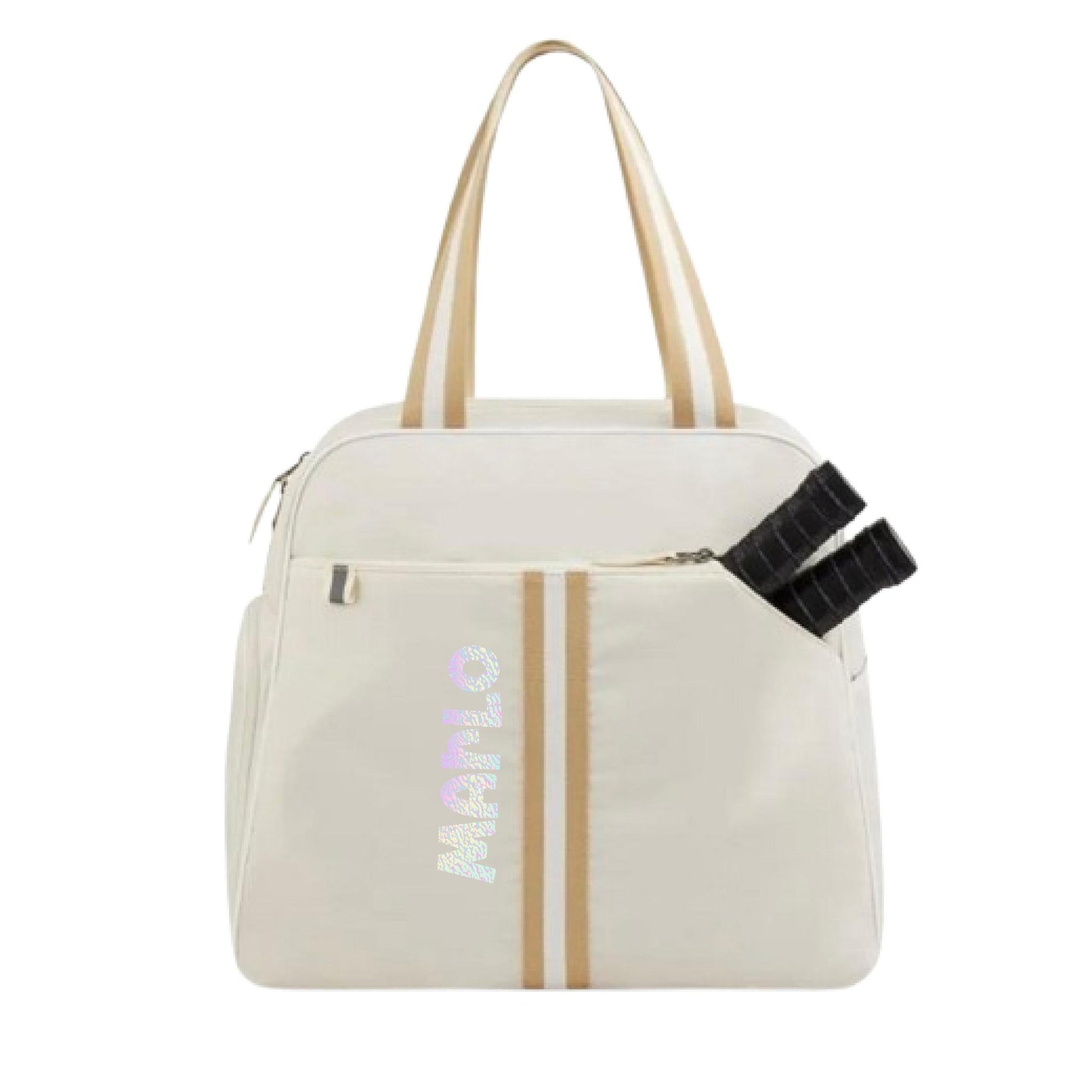 "Luxe Legacy" White Pickleball Bag (Free Customization) | Pickleball Sports Bag | Medium Size Court Bag