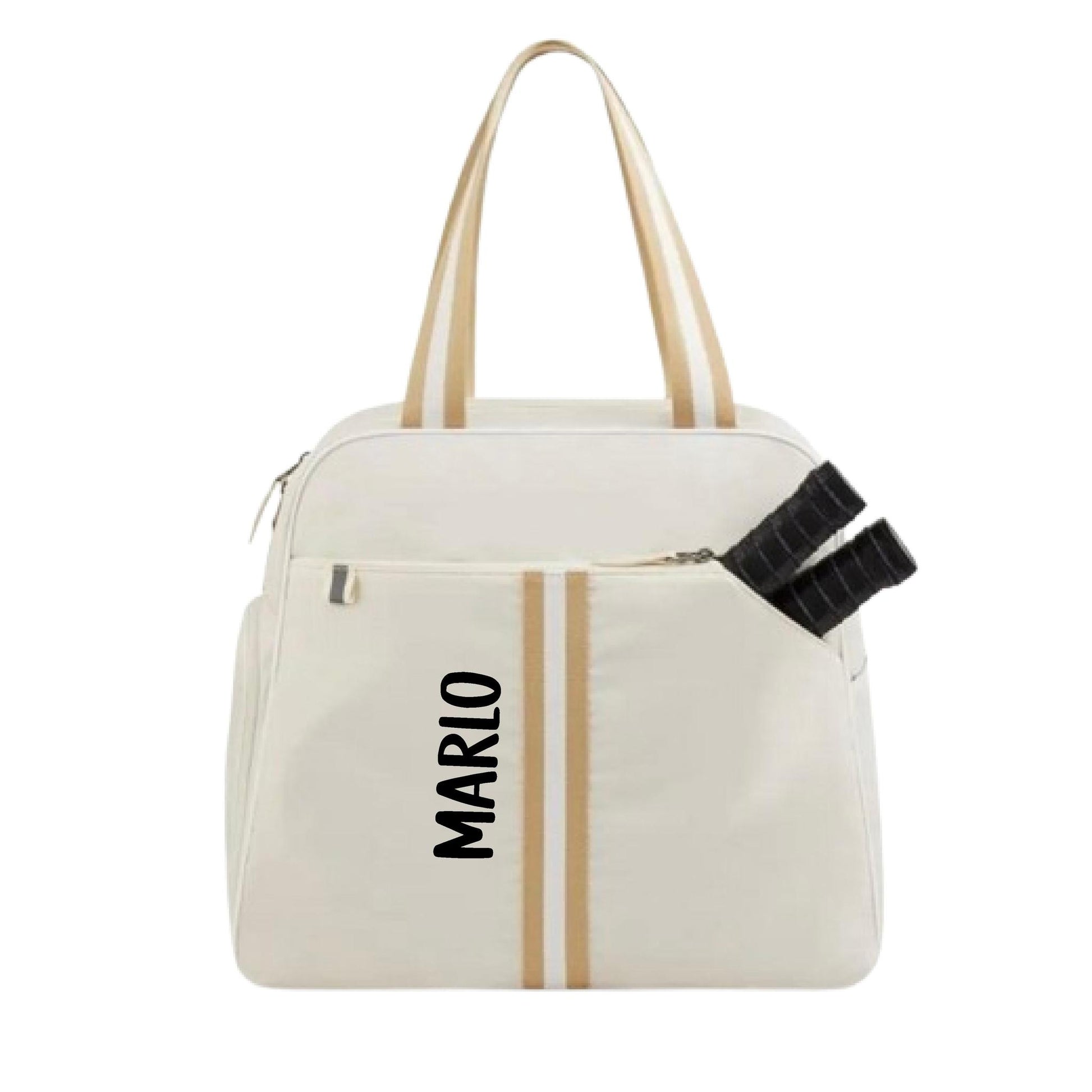 "Luxe Legacy" White Pickleball Bag (Free Customization) | Pickleball Sports Bag | Medium Size Court Bag