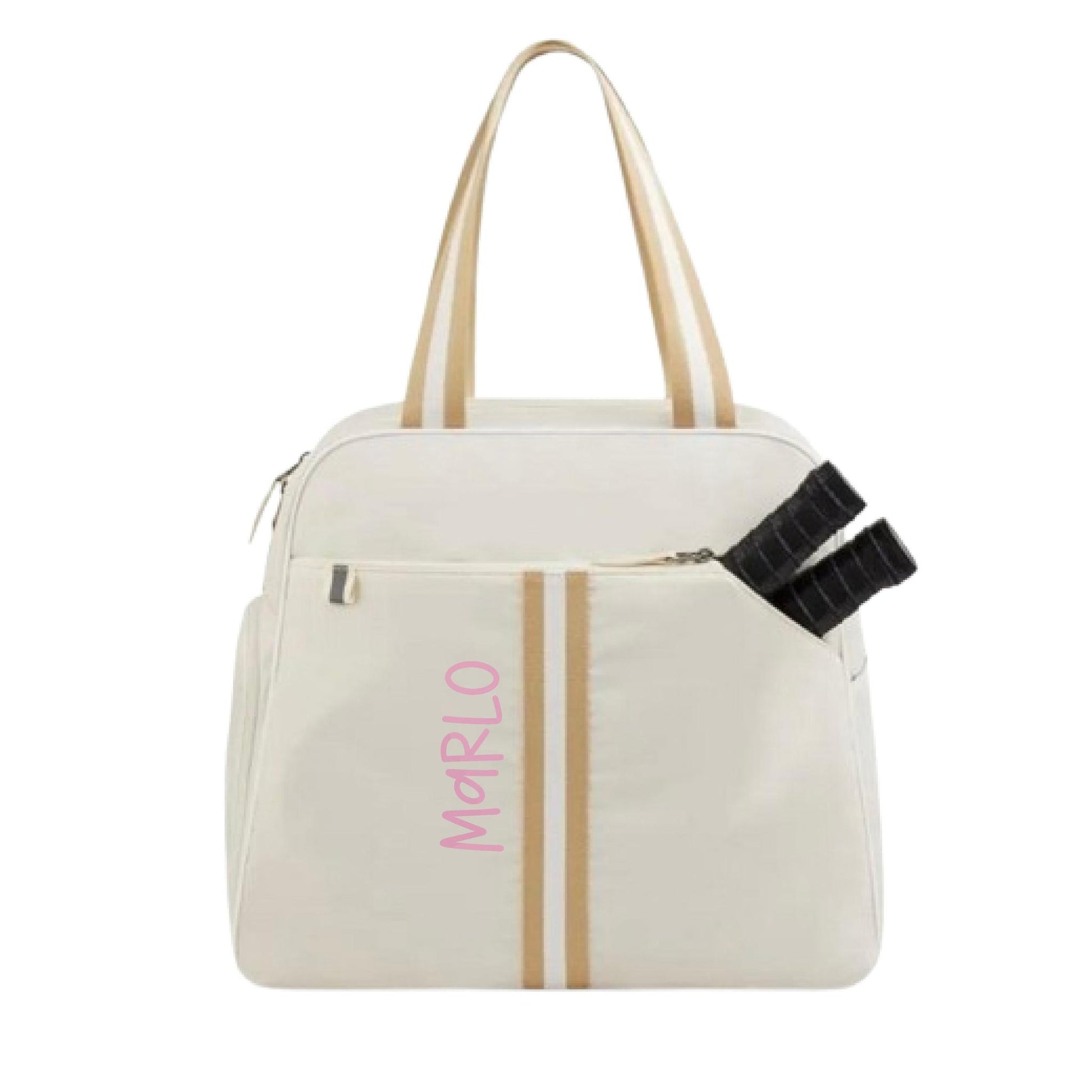 "Luxe Legacy" White Pickleball Bag (Free Customization) | Pickleball Sports Bag | Medium Size Court Bag
