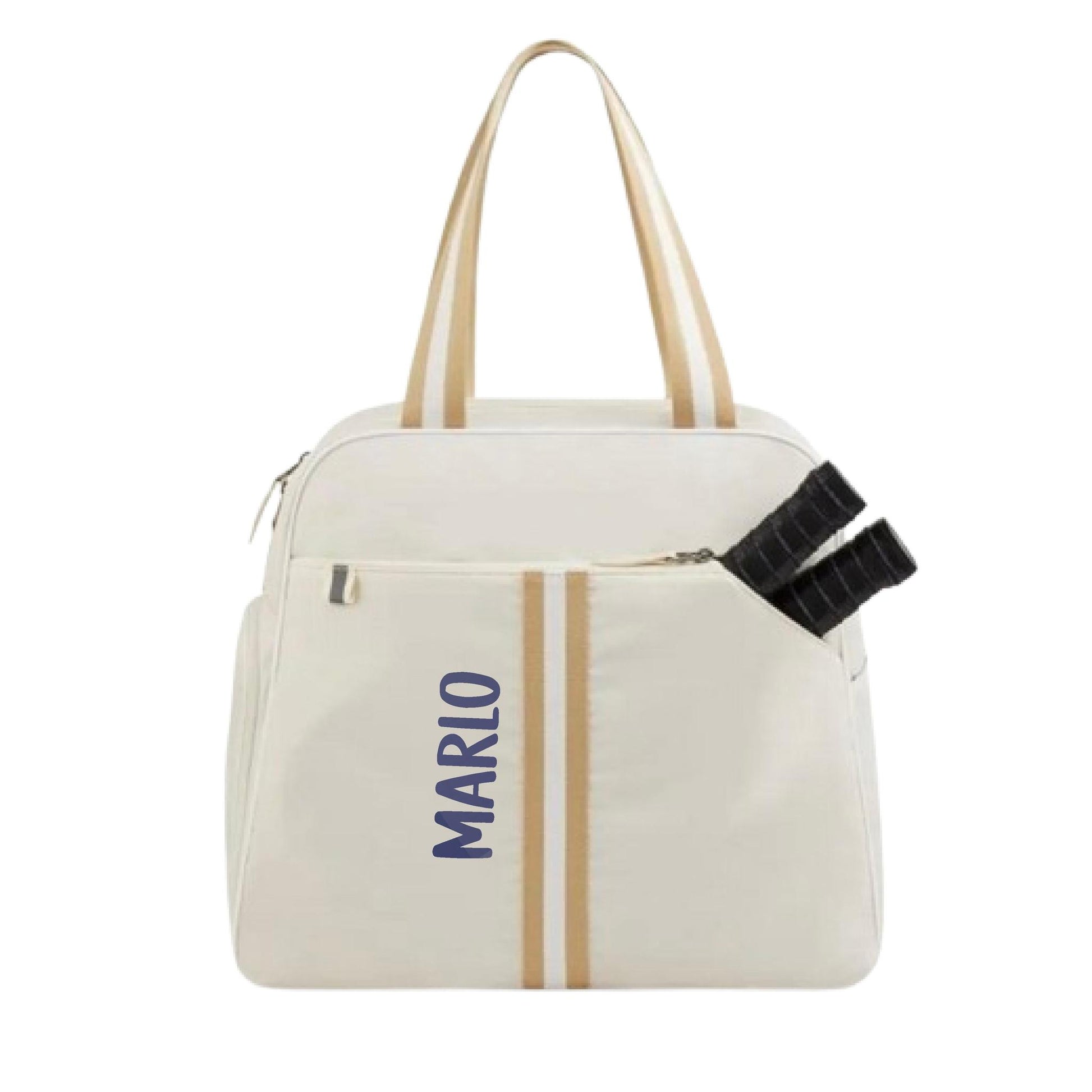 "Luxe Legacy" White Pickleball Bag (Free Customization) | Pickleball Sports Bag | Medium Size Court Bag