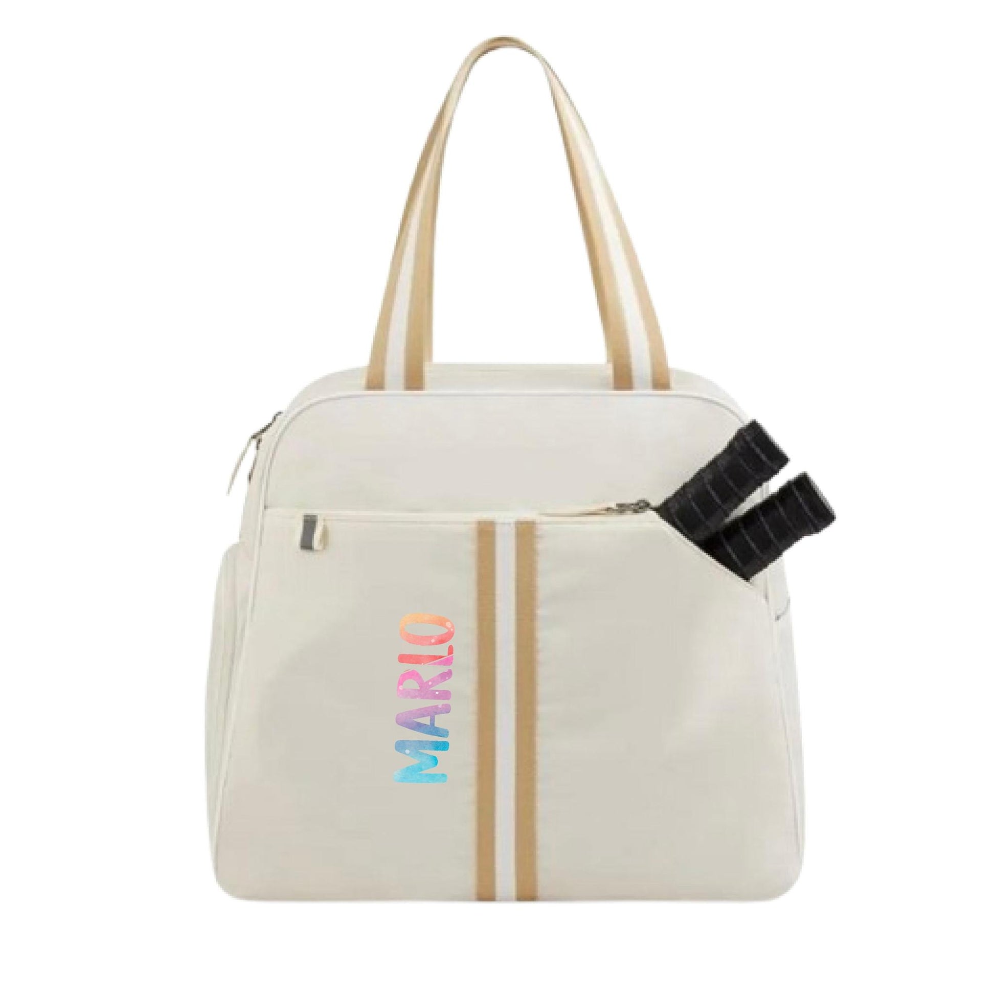 "Luxe Legacy" White Pickleball Bag (Free Customization) | Pickleball Sports Bag | Medium Size Court Bag