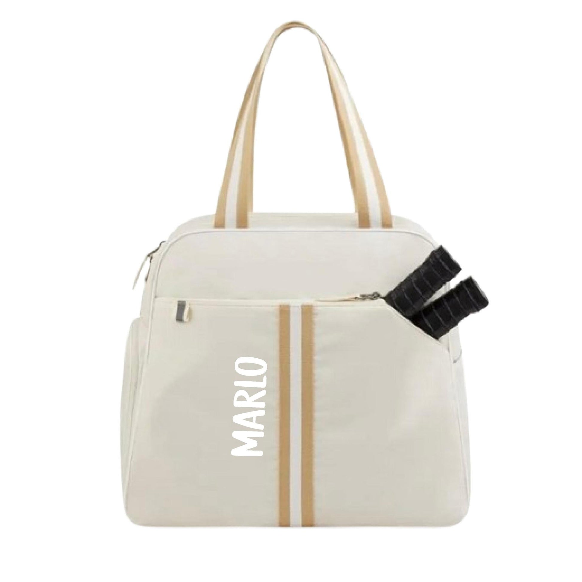 "Luxe Legacy" White Pickleball Bag (Free Customization) | Pickleball Sports Bag | Medium Size Court Bag