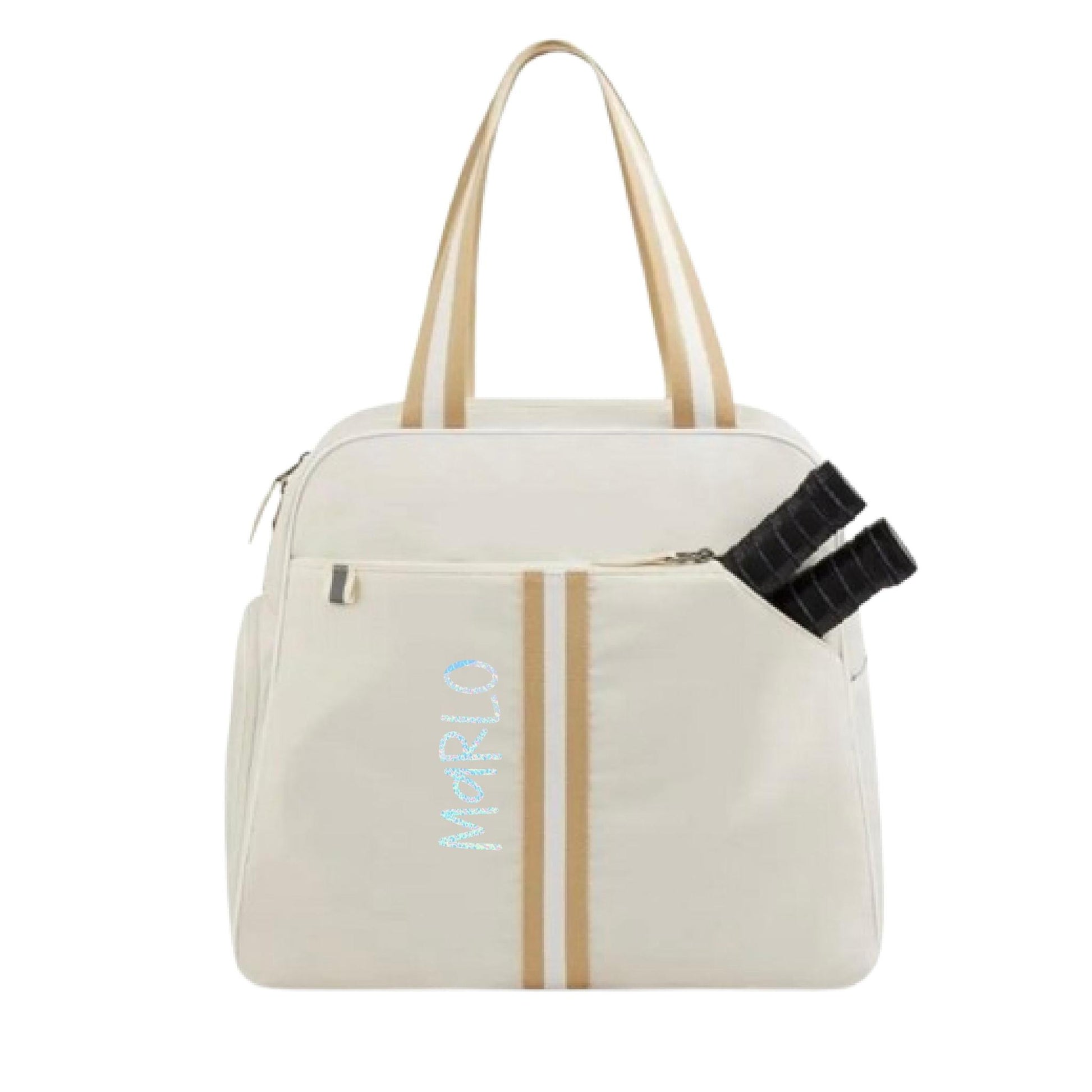 "Luxe Legacy" White Pickleball Bag (Free Customization) | Pickleball Sports Bag | Medium Size Court Bag