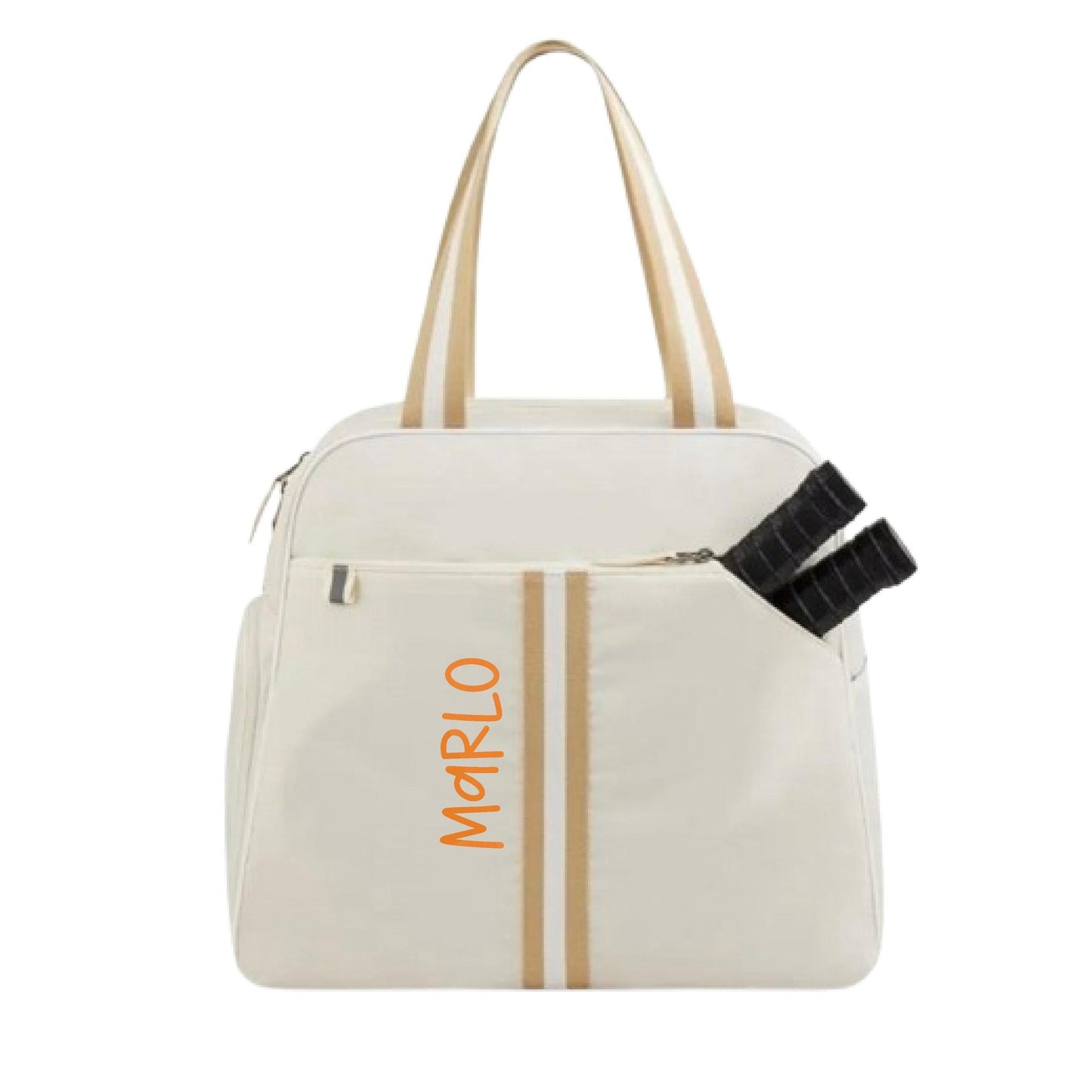 "Luxe Legacy" White Pickleball Bag (Free Personalization) | Pickleball Sports Bag | Medium Size Court Bag
