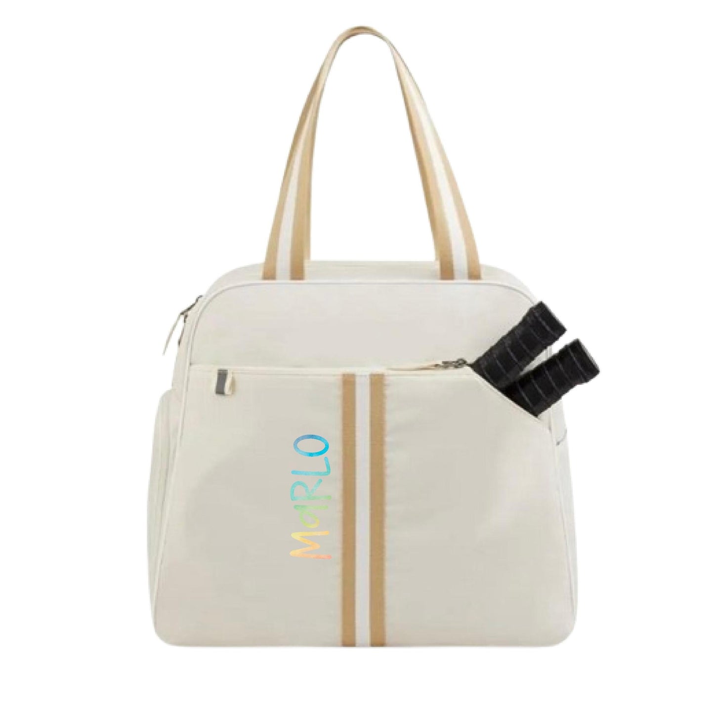 "Luxe Legacy" White Pickleball Bag (Free Personalization) | Pickleball Sports Bag | Medium Size Court Bag