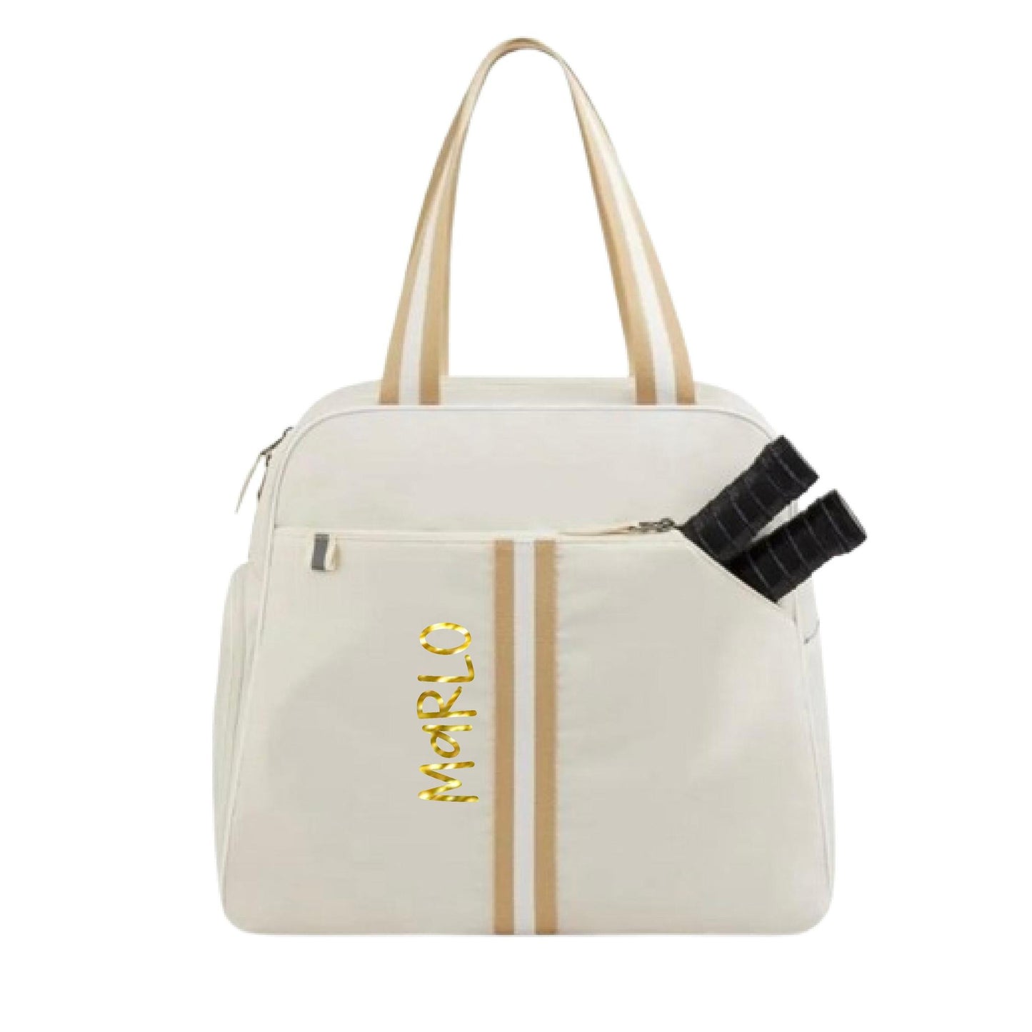 "Luxe Legacy" White Pickleball Bag (Free Personalization) | Pickleball Sports Bag | Medium Size Court Bag