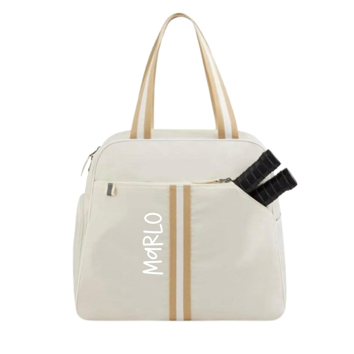 "Luxe Legacy" White Pickleball Bag (Free Personalization) | Pickleball Sports Bag | Medium Size Court Bag