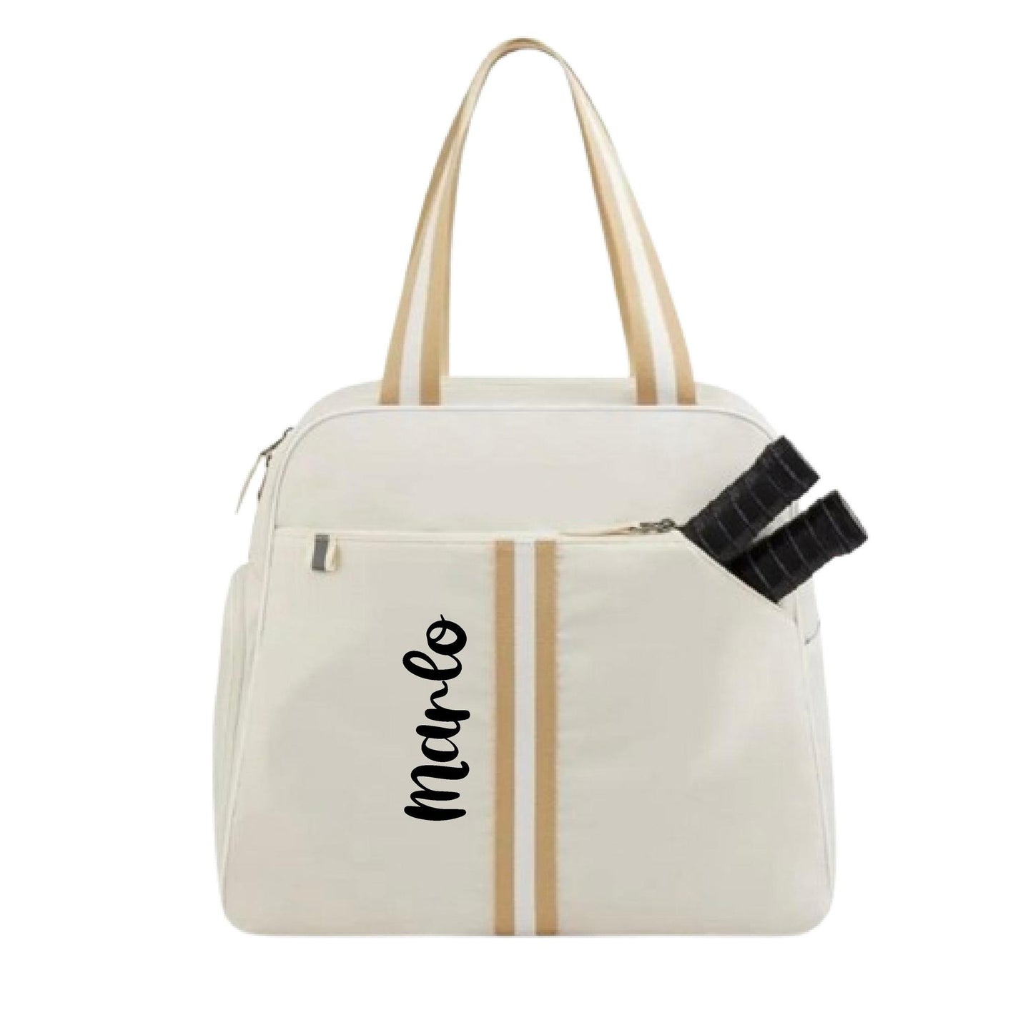 "Luxe Legacy" White Pickleball Bag (Free Personalization) | Pickleball Sports Bag | Medium Size Court Bag