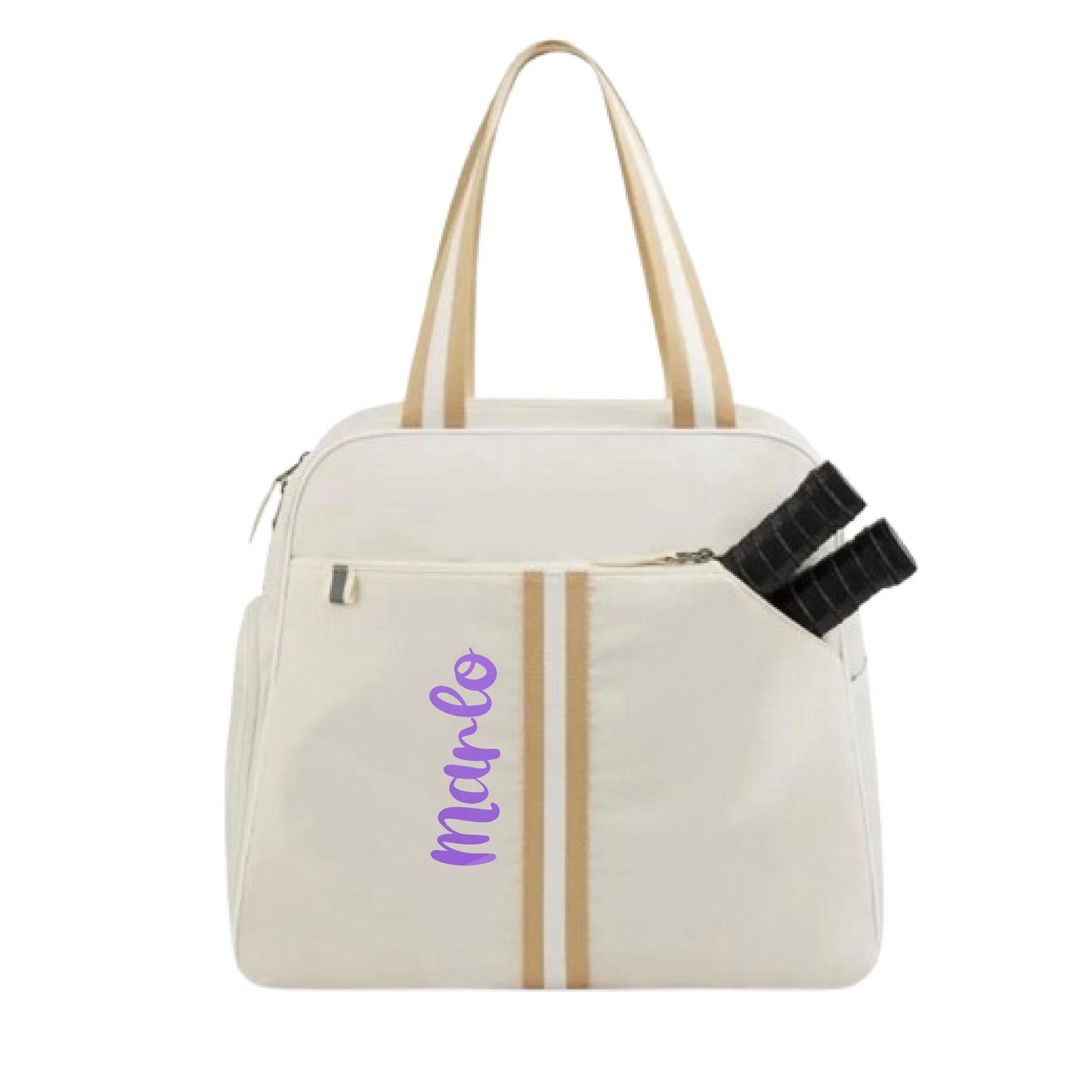 "Luxe Legacy" White Pickleball Bag (Free Personalization) | Pickleball Sports Bag | Medium Size Court Bag