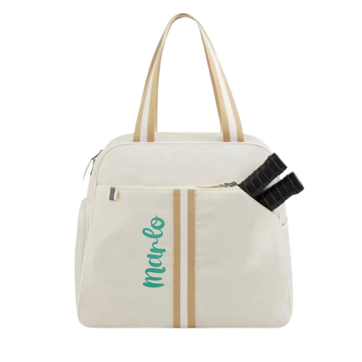"Luxe Legacy" White Pickleball Bag (Free Personalization) | Pickleball Sports Bag | Medium Size Court Bag