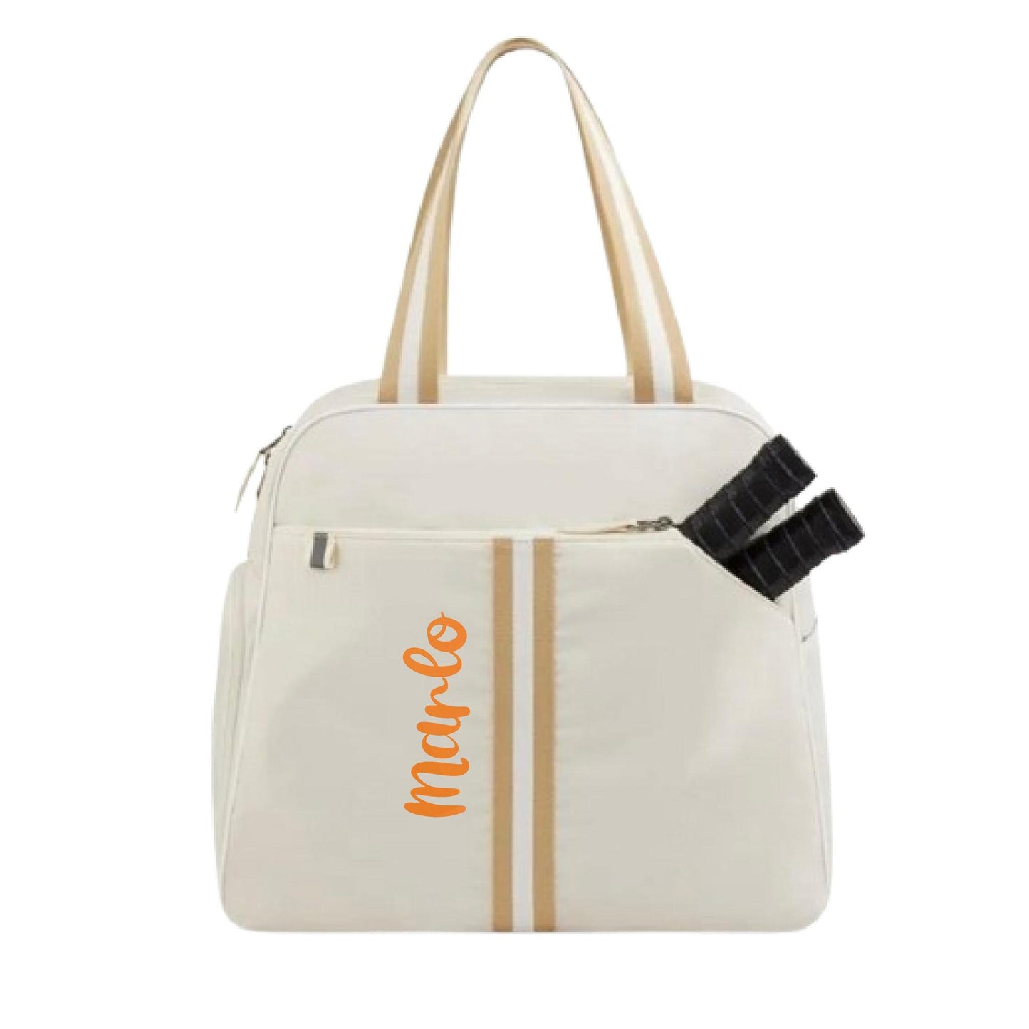 "Luxe Legacy" White Pickleball Bag (Free Personalization) | Pickleball Sports Bag | Medium Size Court Bag