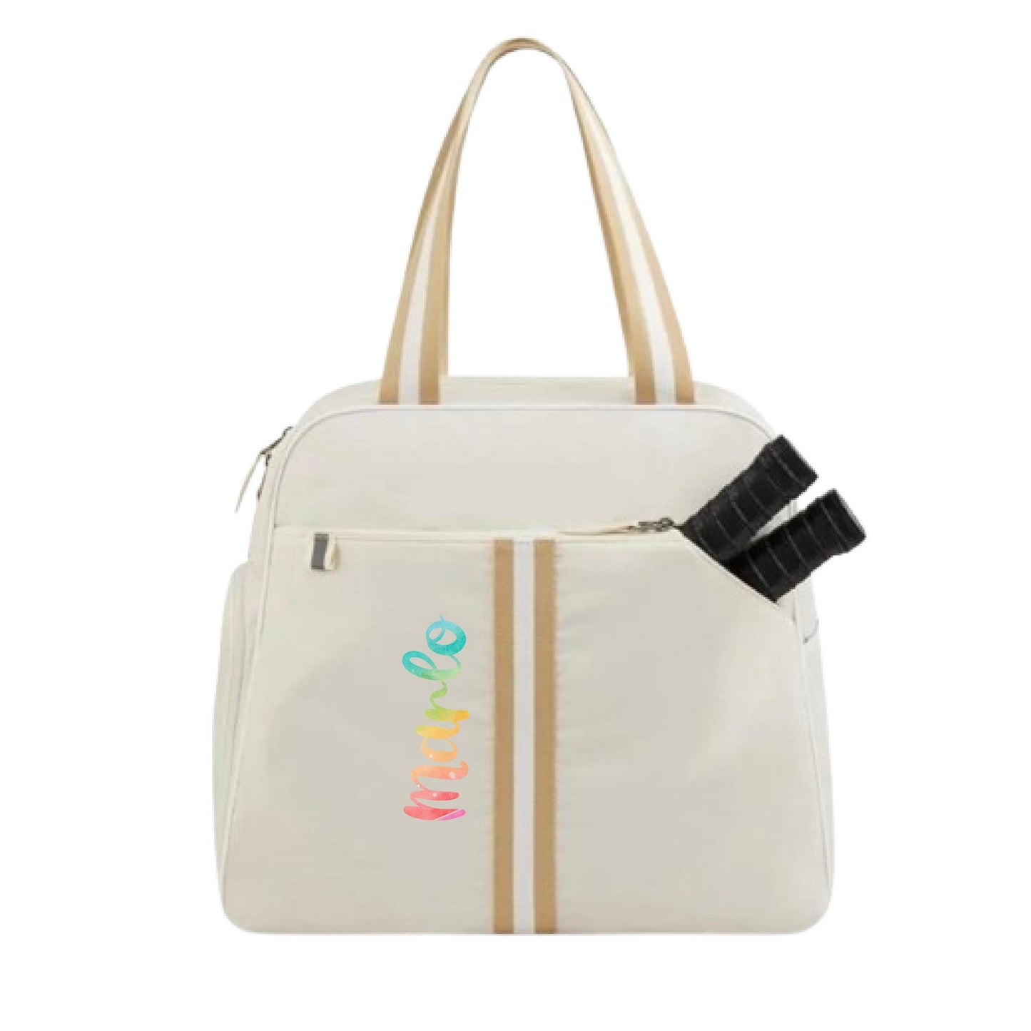 "Luxe Legacy" White Pickleball Bag (Free Personalization) | Pickleball Sports Bag | Medium Size Court Bag