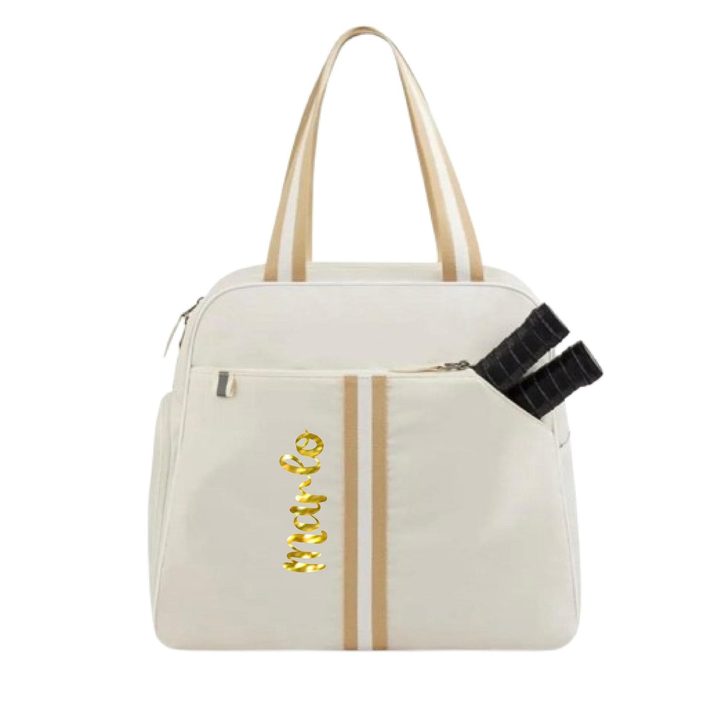 "Luxe Legacy" White Pickleball Bag (Free Personalization) | Pickleball Sports Bag | Medium Size Court Bag