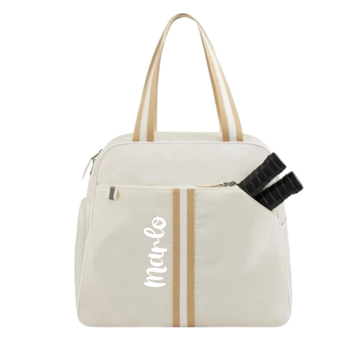 "Luxe Legacy" White Pickleball Bag (Free Personalization) | Pickleball Sports Bag | Medium Size Court Bag