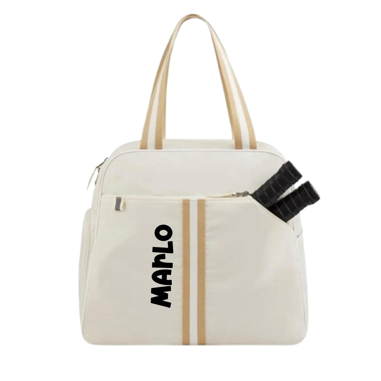 "Luxe Legacy" White Pickleball Bag (Free Personalization) | Pickleball Sports Bag | Medium Size Court Bag