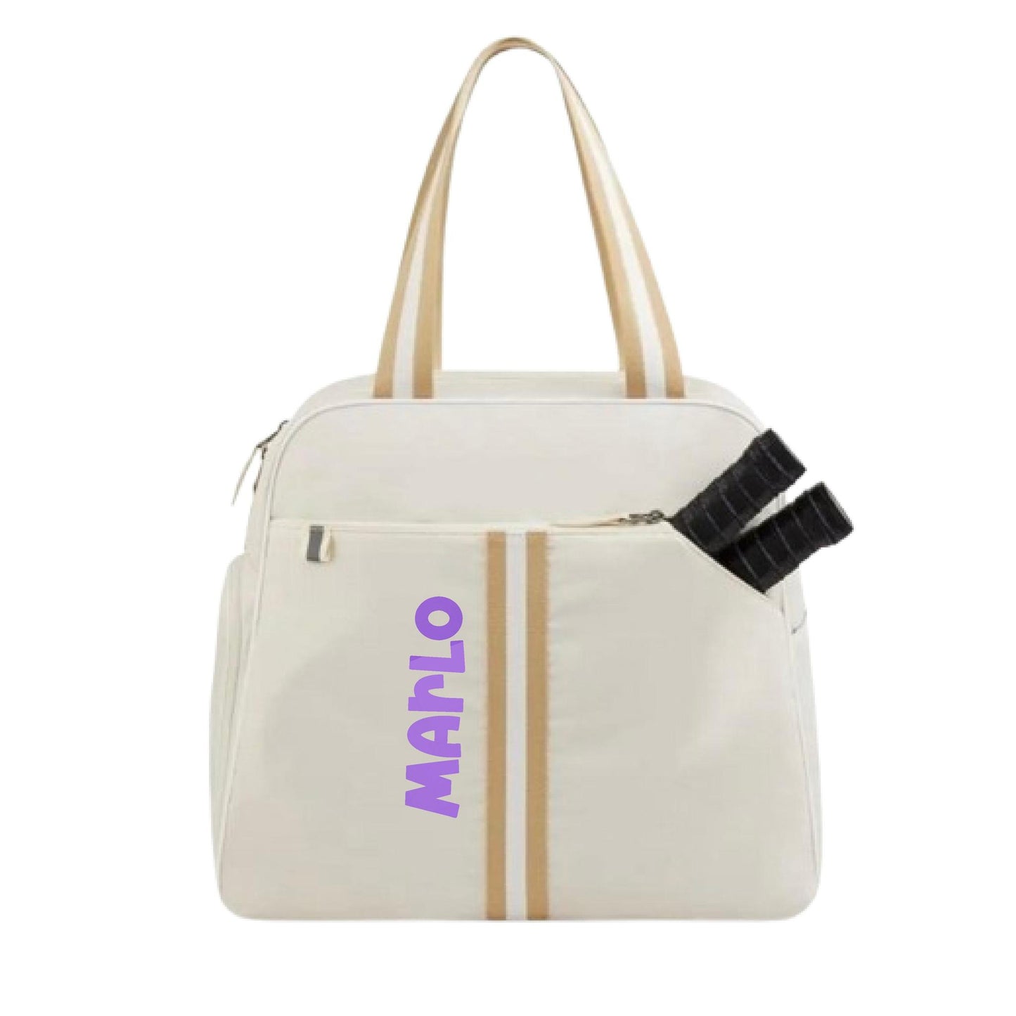 "Luxe Legacy" White Pickleball Bag (Free Personalization) | Pickleball Sports Bag | Medium Size Court Bag