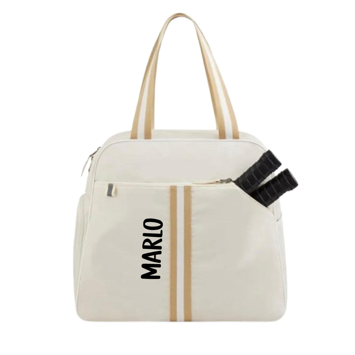 "Luxe Legacy" White Pickleball Bag (Free Personalization) | Pickleball Sports Bag | Medium Size Court Bag