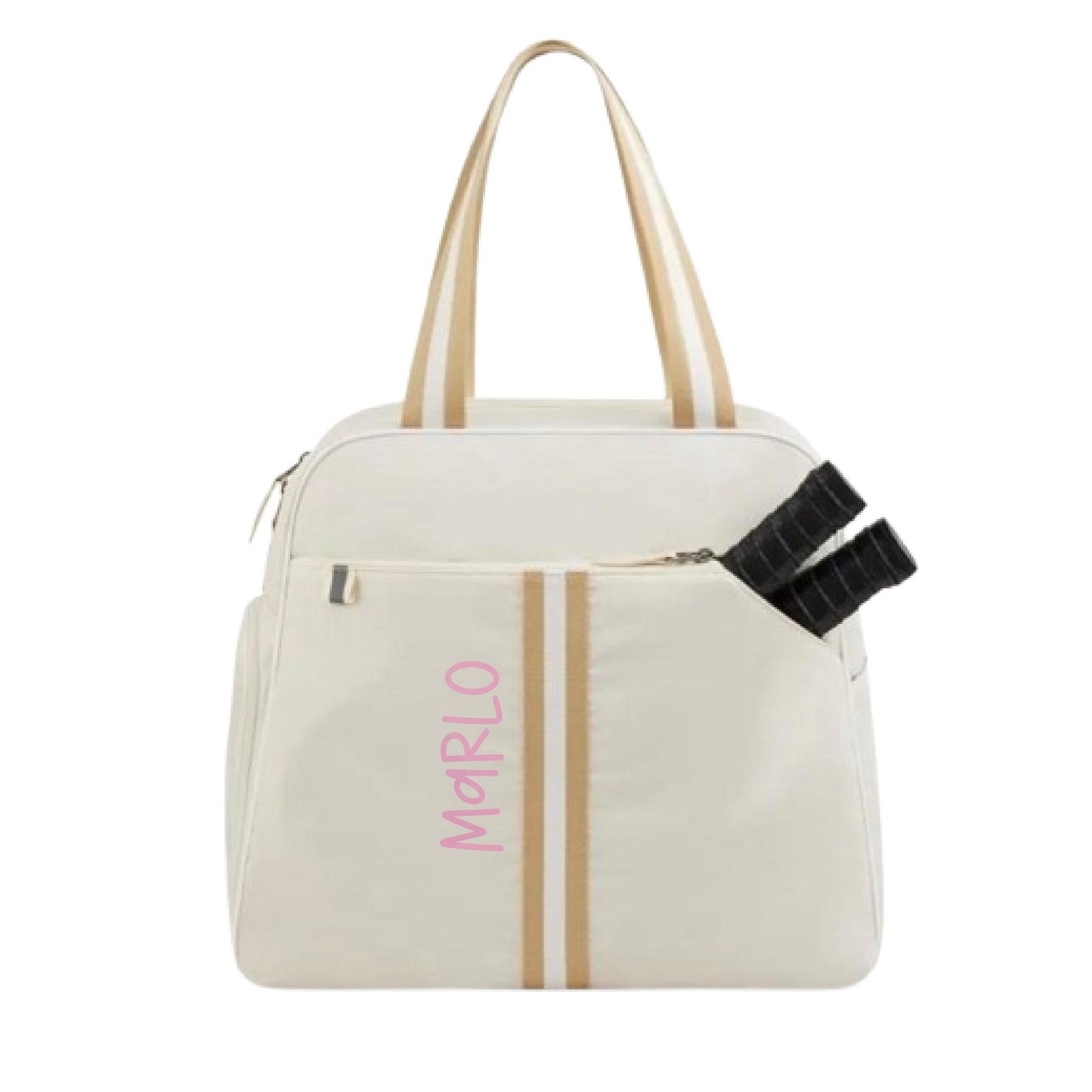 "Luxe Legacy" White Pickleball Bag (Free Personalization) | Pickleball Sports Bag | Medium Size Court Bag