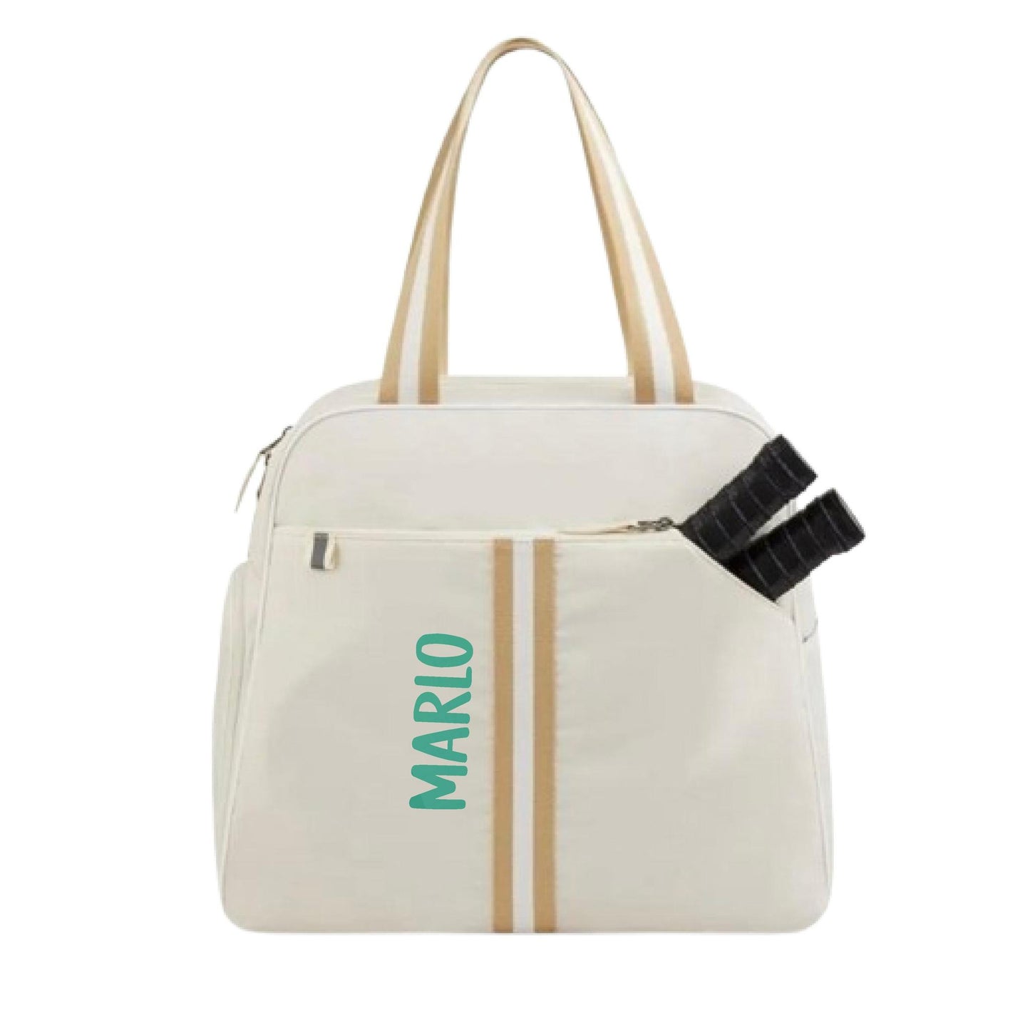 "Luxe Legacy" White Pickleball Bag (Free Personalization) | Pickleball Sports Bag | Medium Size Court Bag